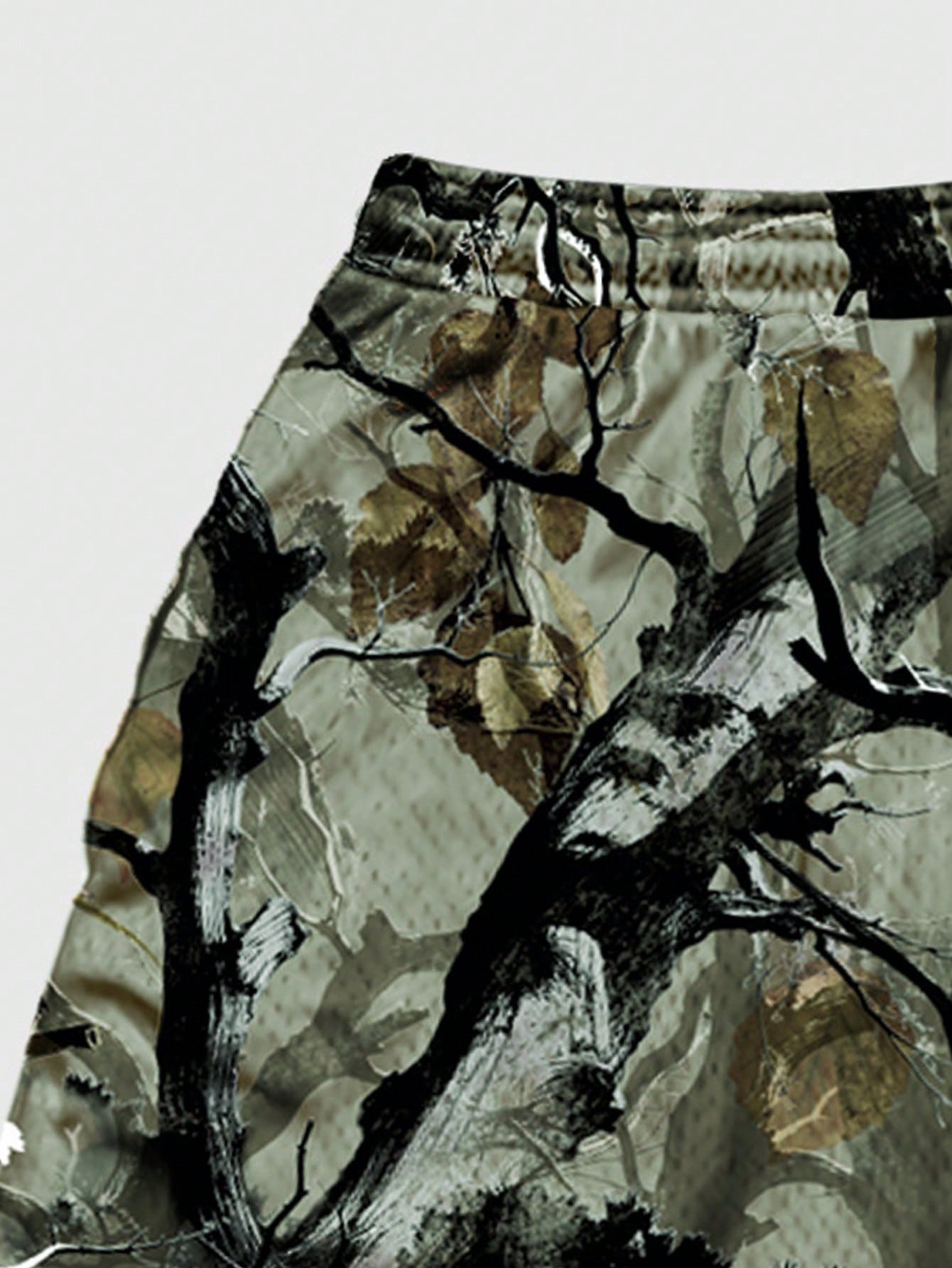 Street Life Men's Tree Branch Camouflage Printed 2-In-1 Breathable Basketball Shorts, Spring And Summer