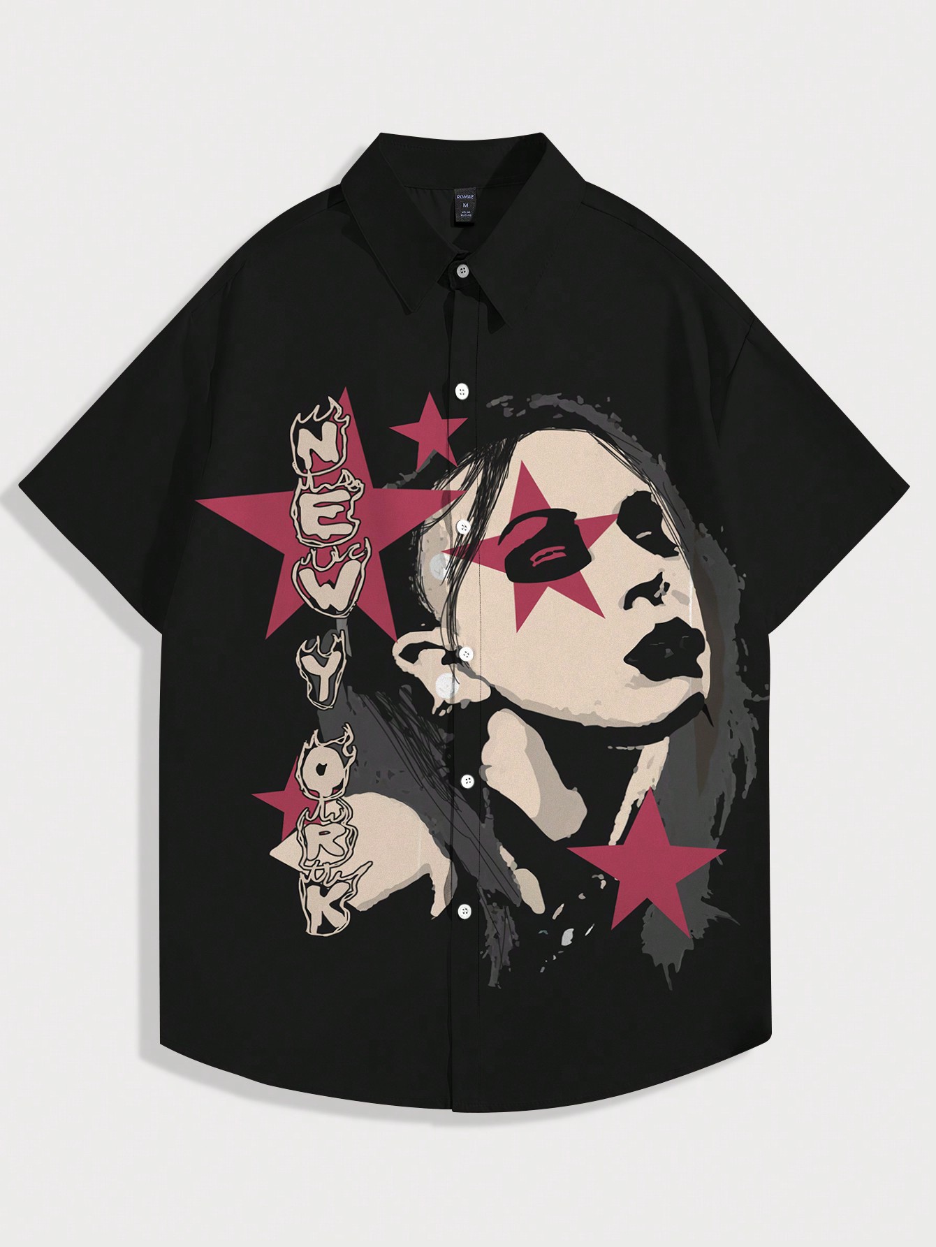 Grunge Punk Men's Summer Short Sleeve Casual Shirt With Letter & Character Print