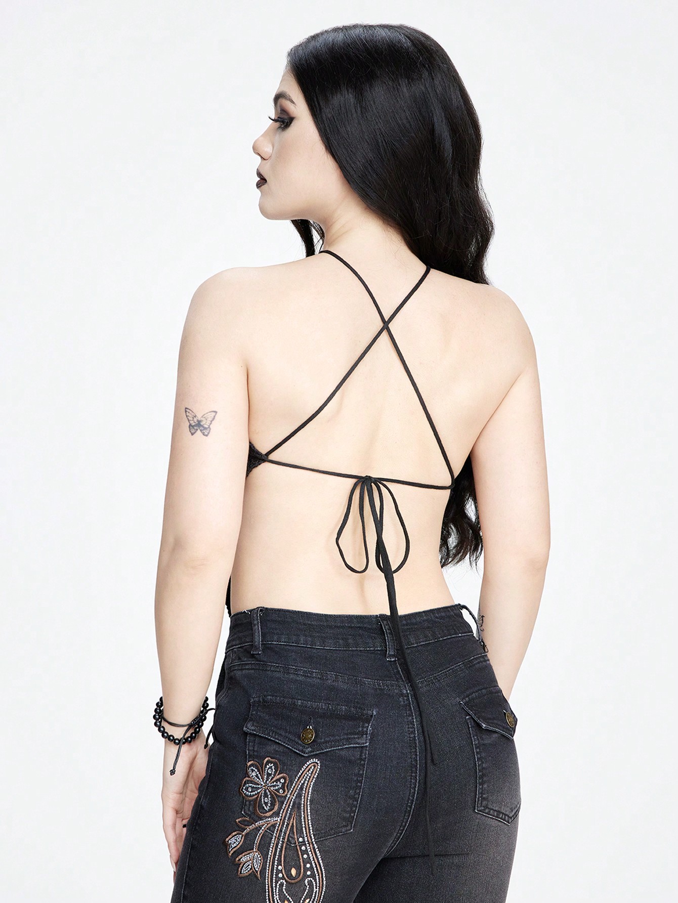 Goth Gothic Cross Metal Decoration Knit Tank Top For Women, Slim Fit, Backless, Ideal For Beach Vacation In Summer