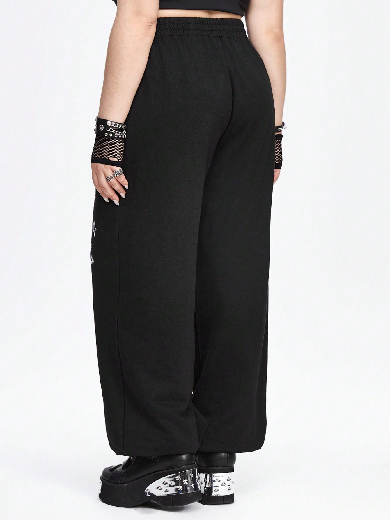 Grunge Punk Grunge Punk Star Print Plus Size Sweatpants