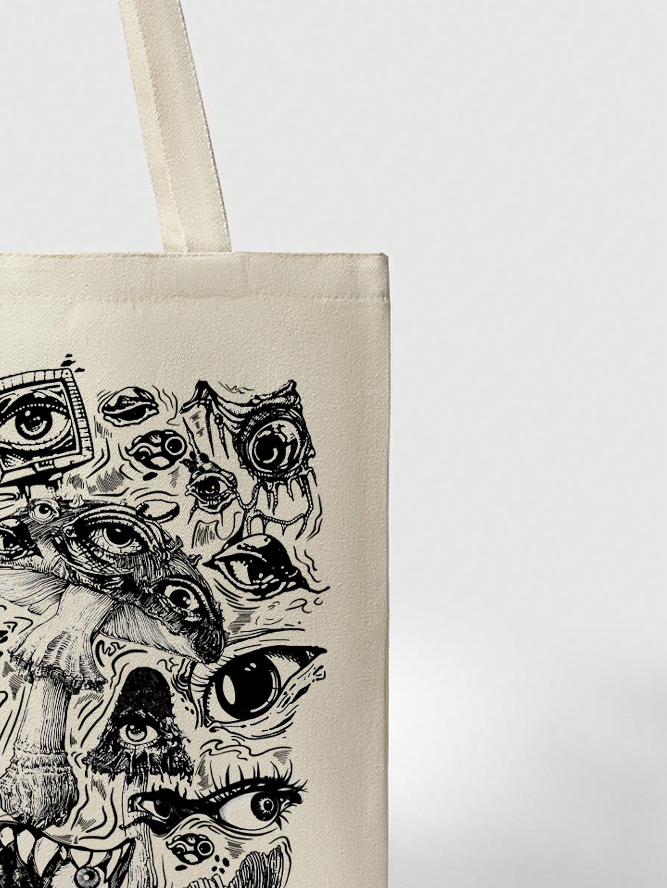 Grunge Punk Mushroom Butterfly Design Women's Large Capacity Tote Handbag
