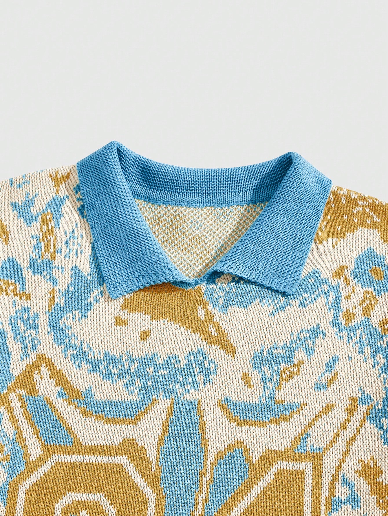 Prep Men's Number Pattern Collar Pullover Short Sleeve Knit Top, Suitable For Daily Wear In Spring And Summer, School