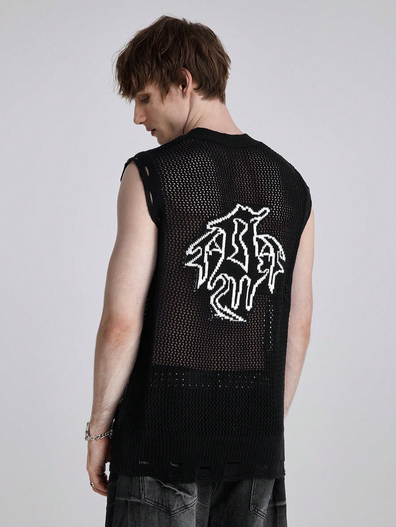 Men Skull Pattern Sweater Vest For Summer