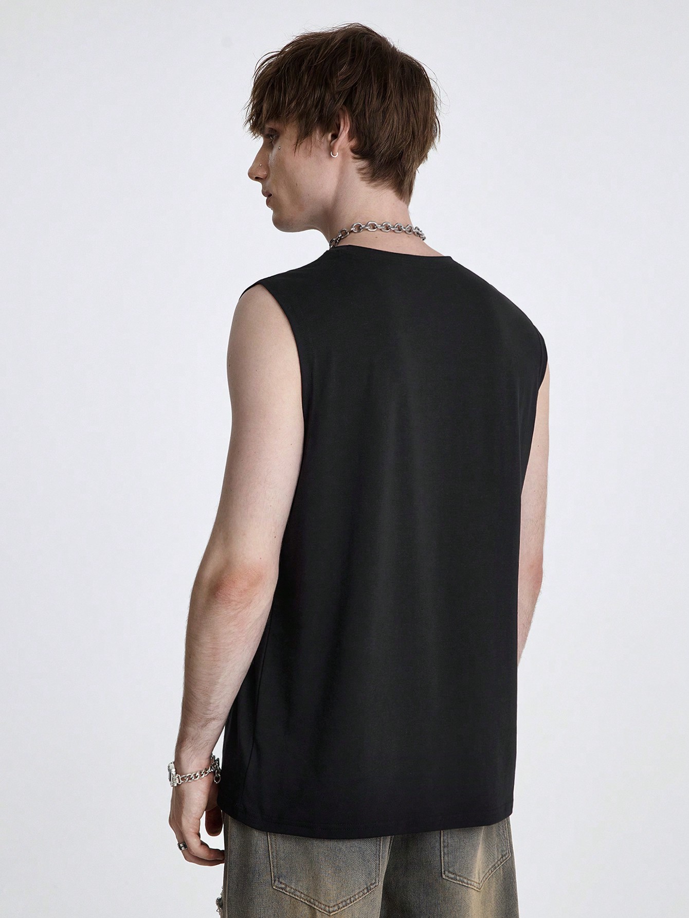 Goth Men's Casual Distressed Skull Graphic Tank Top, Summer