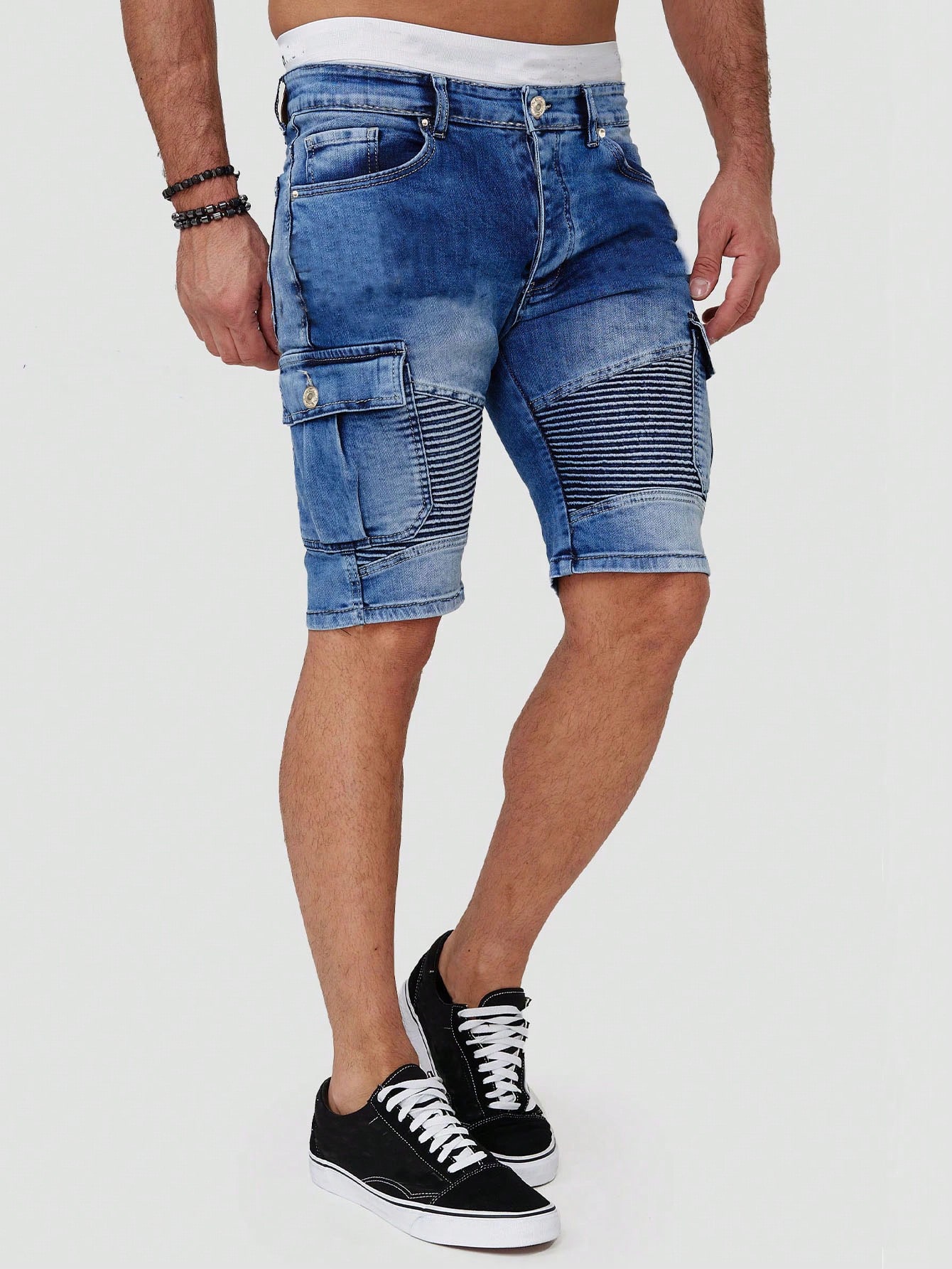 Men Flap Pocket Side Denim Shorts