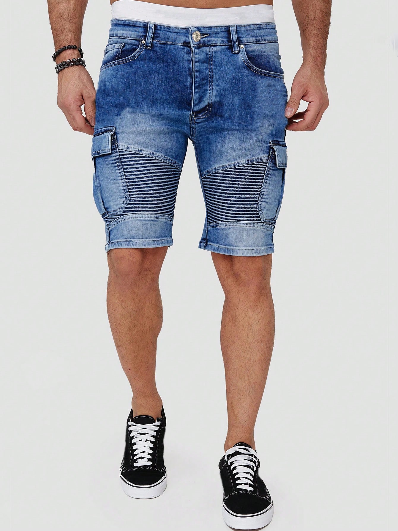 Men Flap Pocket Side Denim Shorts