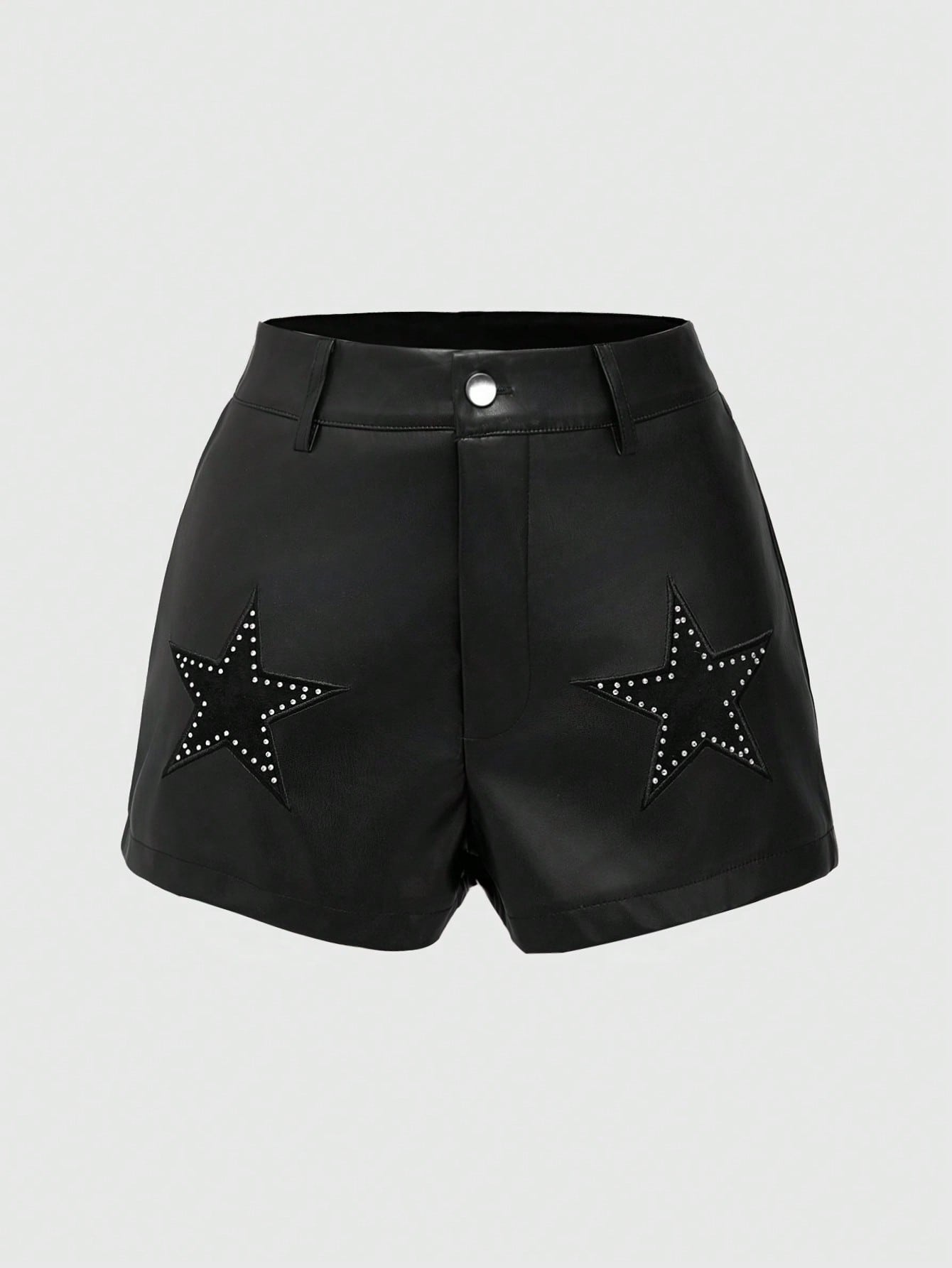 Fairycore Summer Fashion Star Embroidery PU Shorts