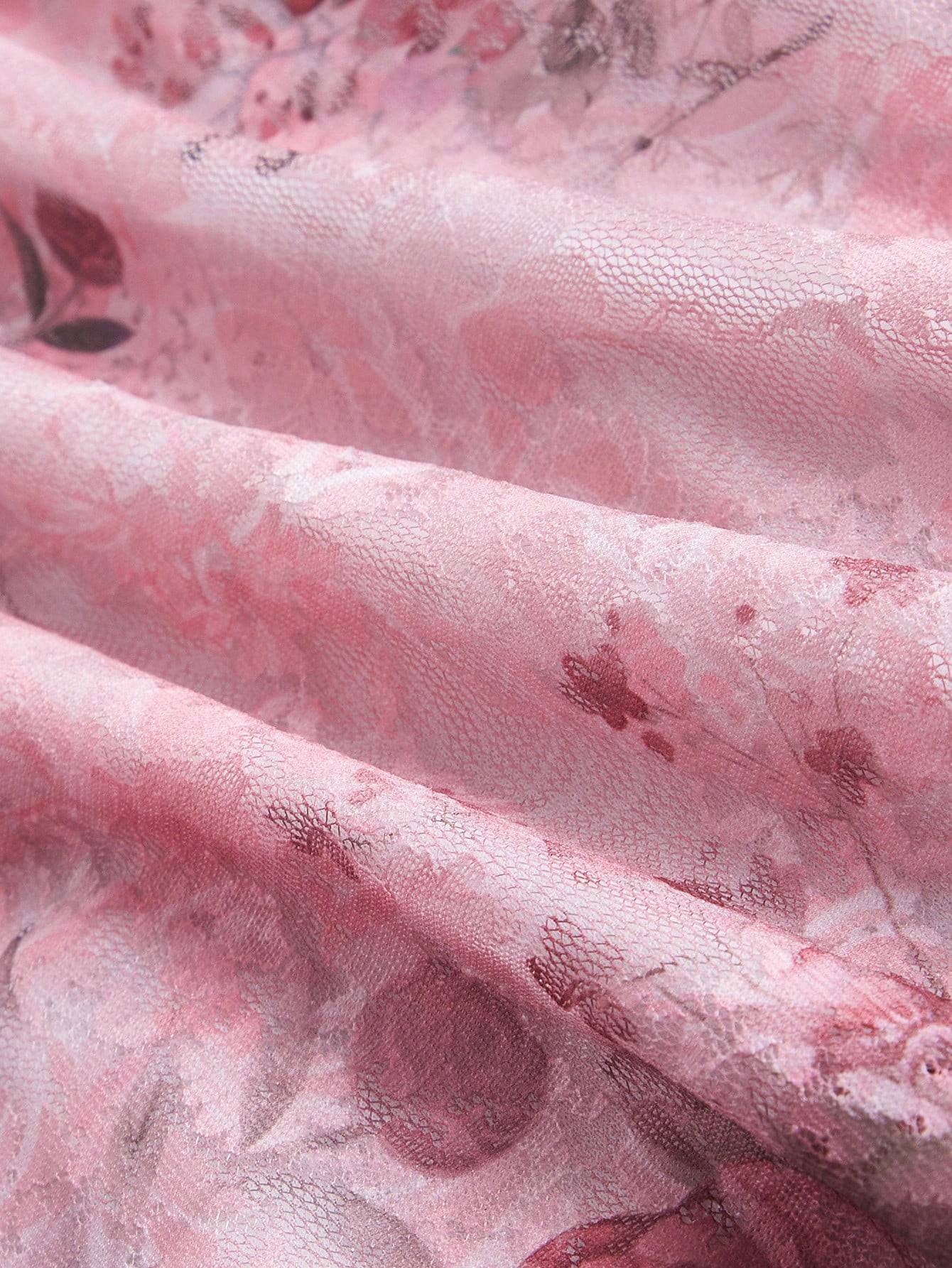 Fairycore Plus Floral Print Contrast Lace Cami Dress For Summer