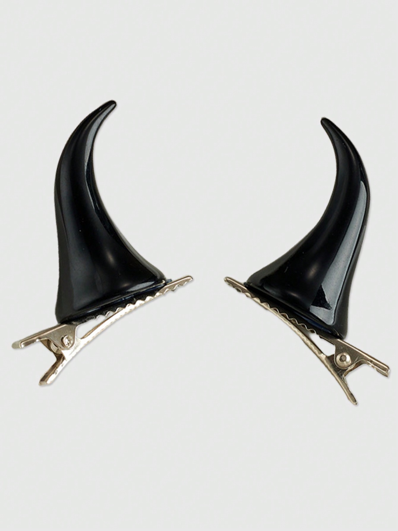 Goth 1pair Halloween Black Devil Horn Hair Clips, Ideal For Stage Decoration, Festivals And Parties Devil Accessories