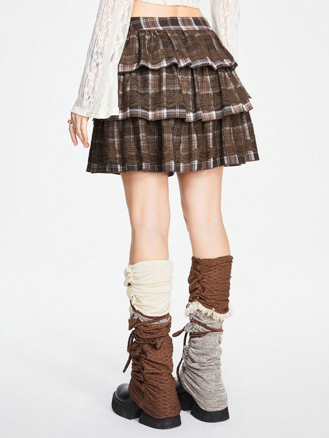 Fairycore Women's Simple Daily Wear Plaid Printed Skirt