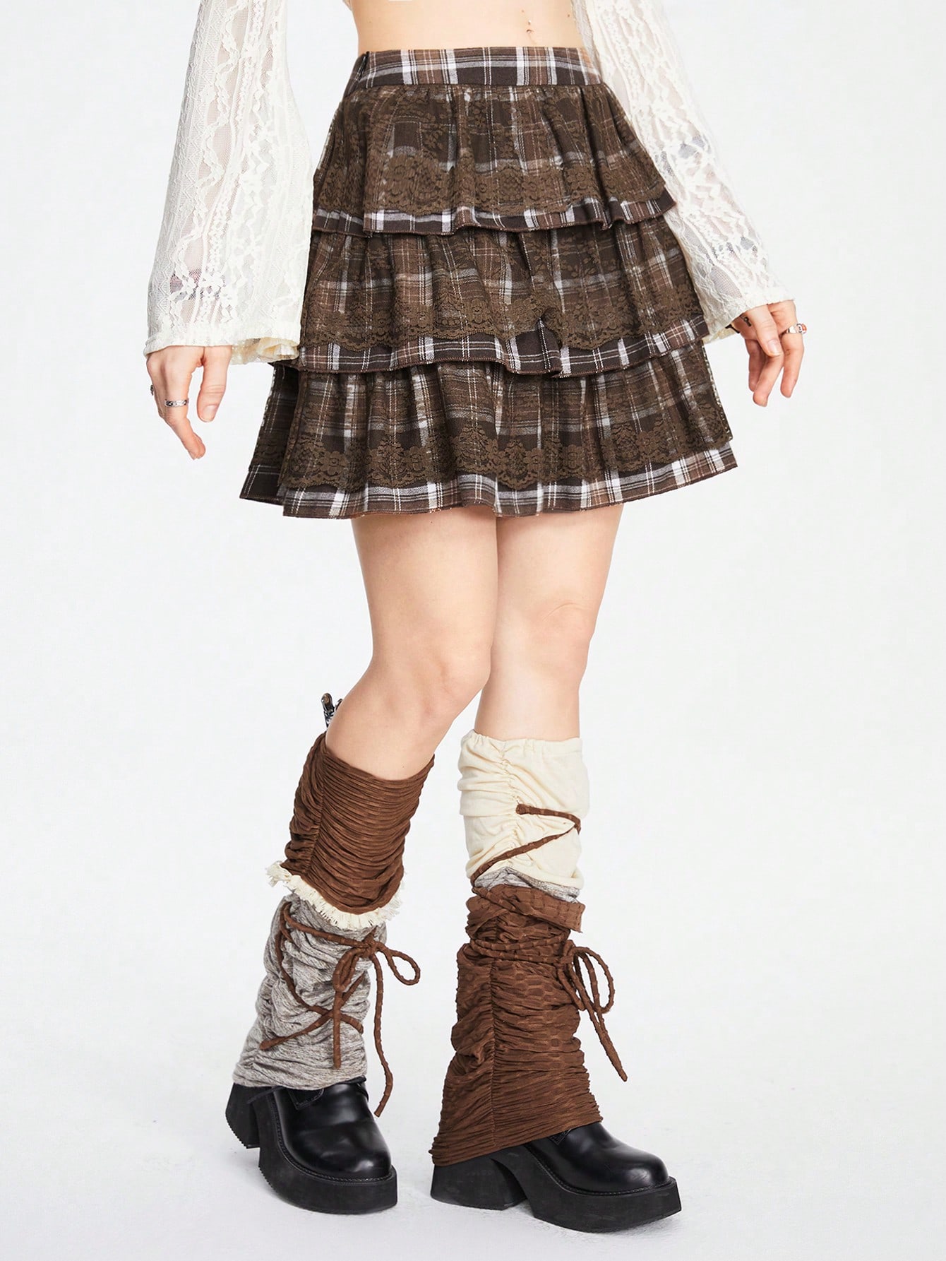 Fairycore Women's Simple Daily Wear Plaid Printed Skirt