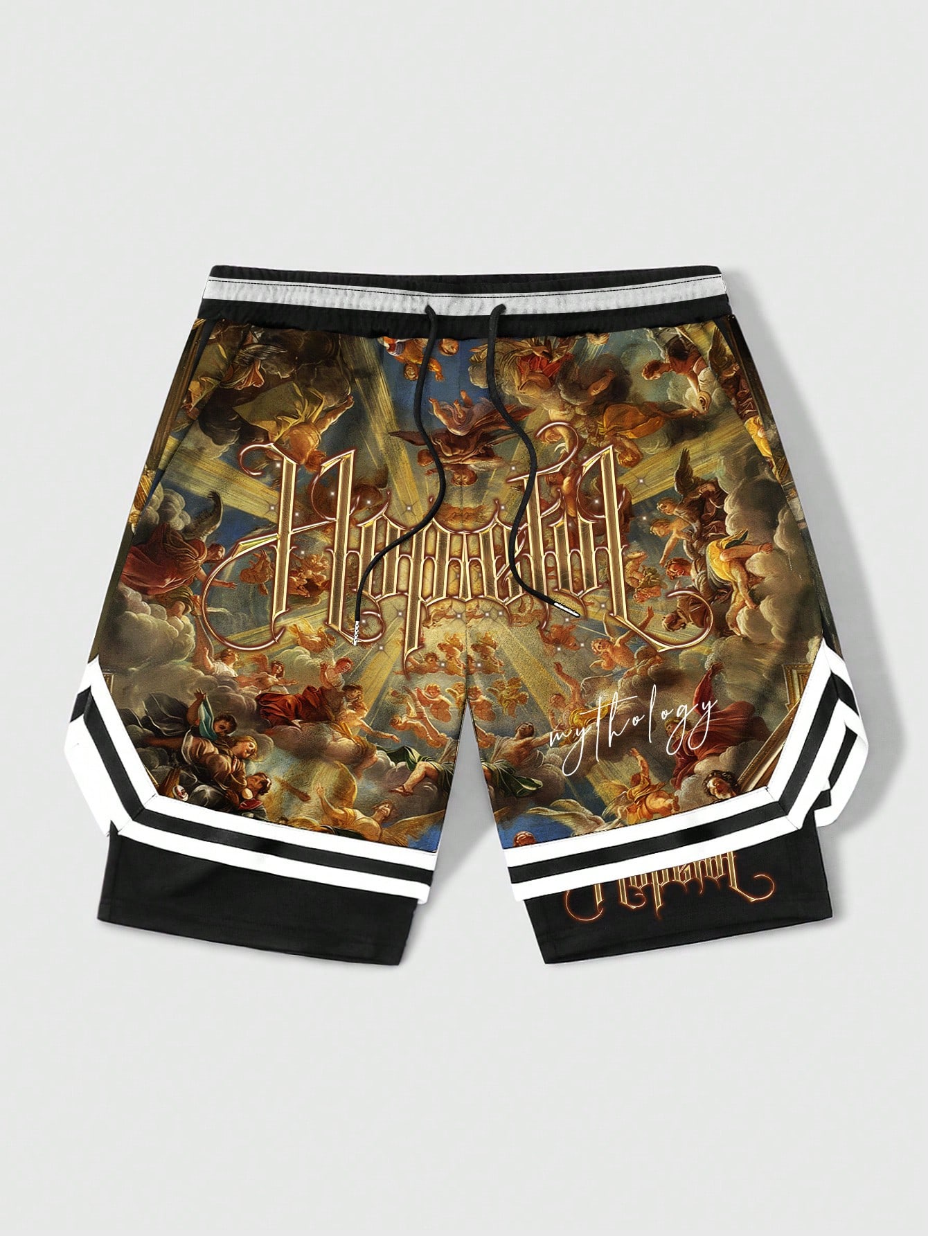 Street Life Men's 2 In 1 Breathable Sports Basketball Shorts With Woven Belt, Suitable For Daily Wear In Spring And Summer