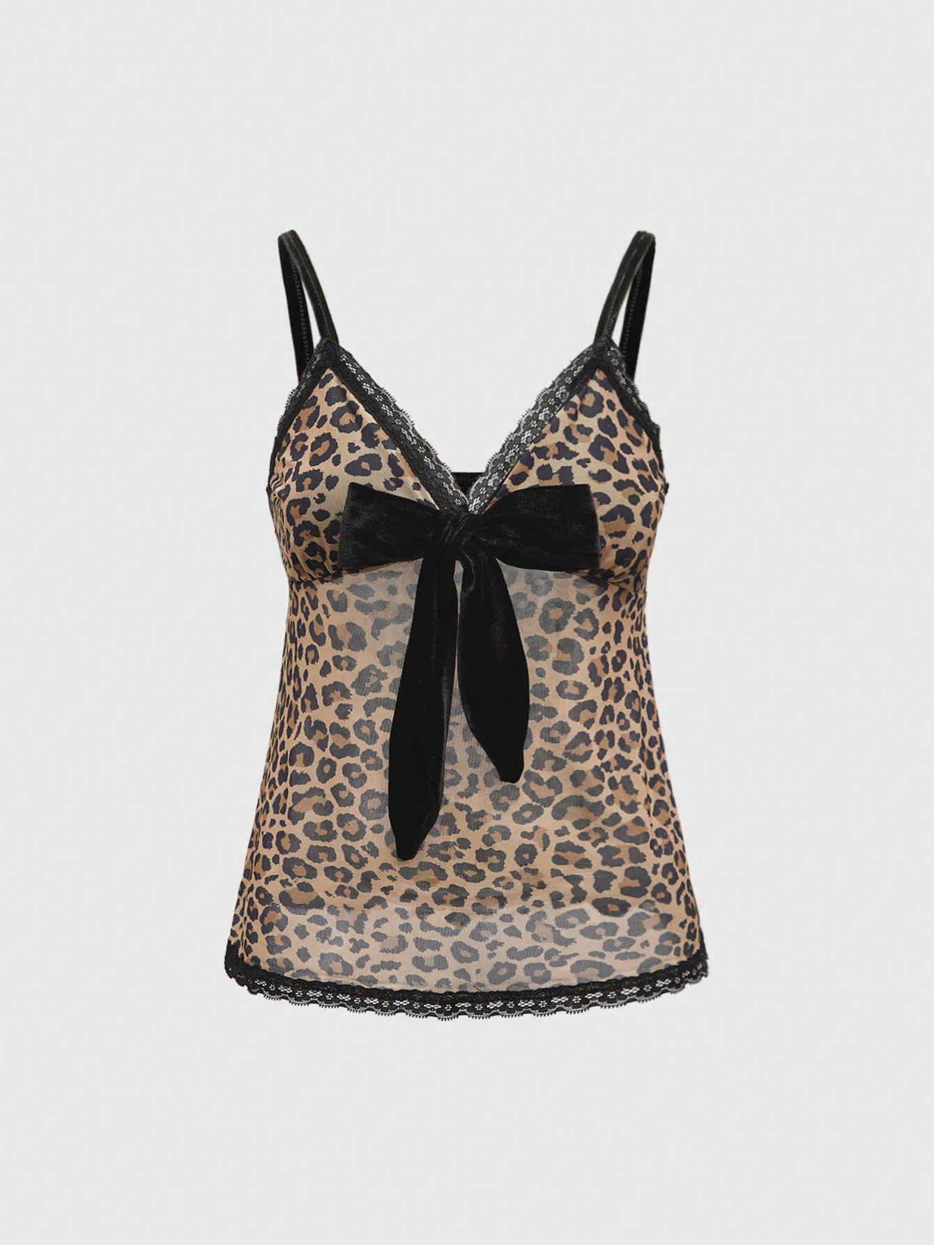 J-Fashion Women's Leopard Printed Sleeveless Top With Bow Decoration, Simple Dailywear
