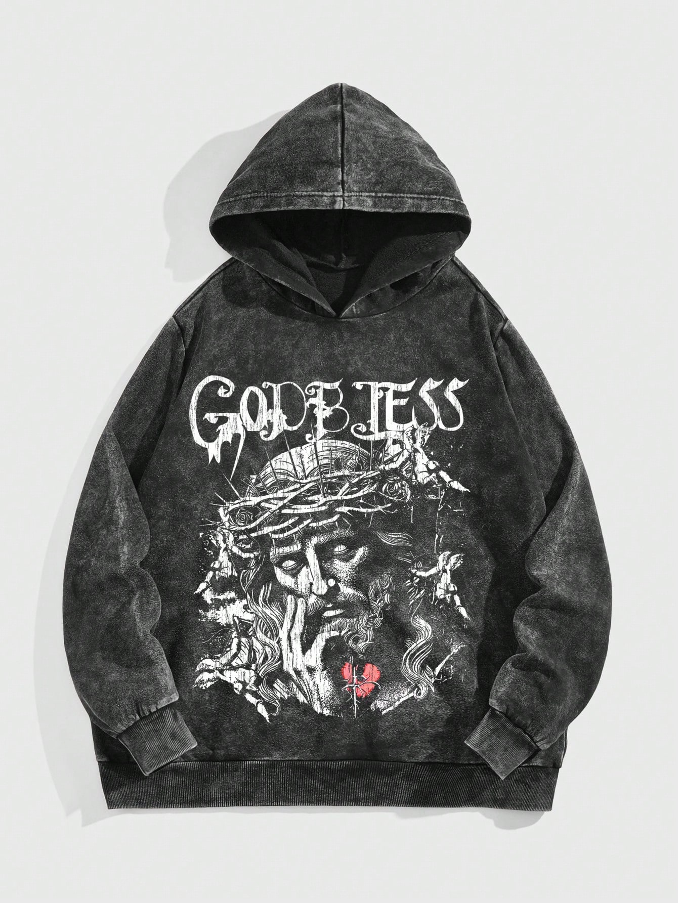 Goth Men Letter & Figure Graphic Hoodie