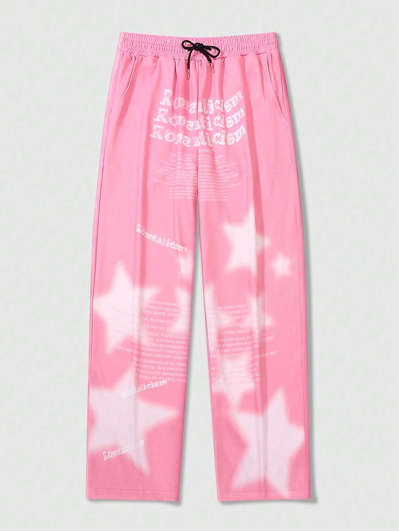 ROMWE Avant Men Star & Slogan Print Drawstring Waist Sweatpants, School