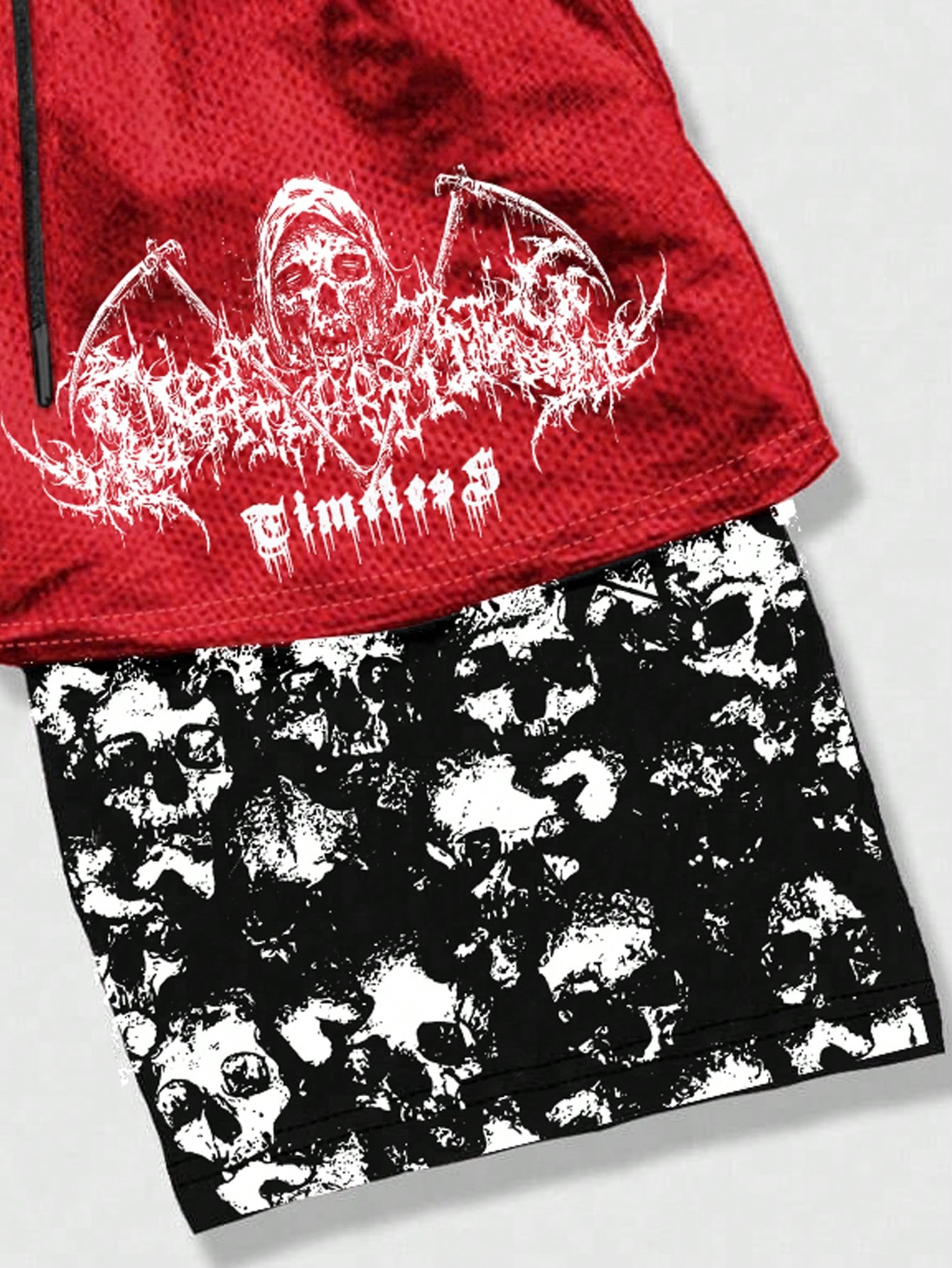 Men Skull & Letter Print Drawstring Waist Shorts