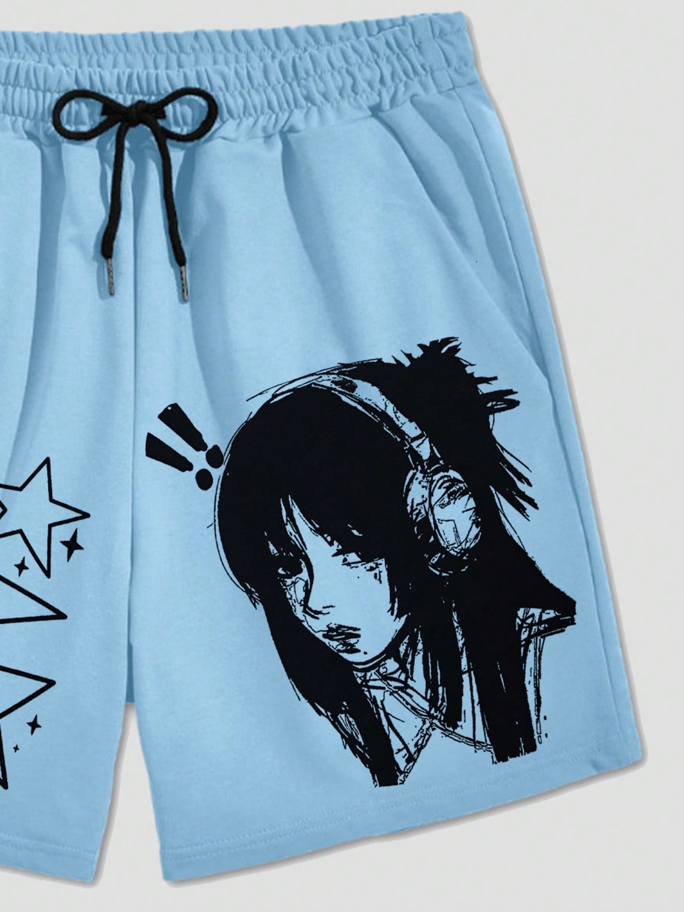 Anime Hand-Drawn Style Men's Simple Printed Shorts
