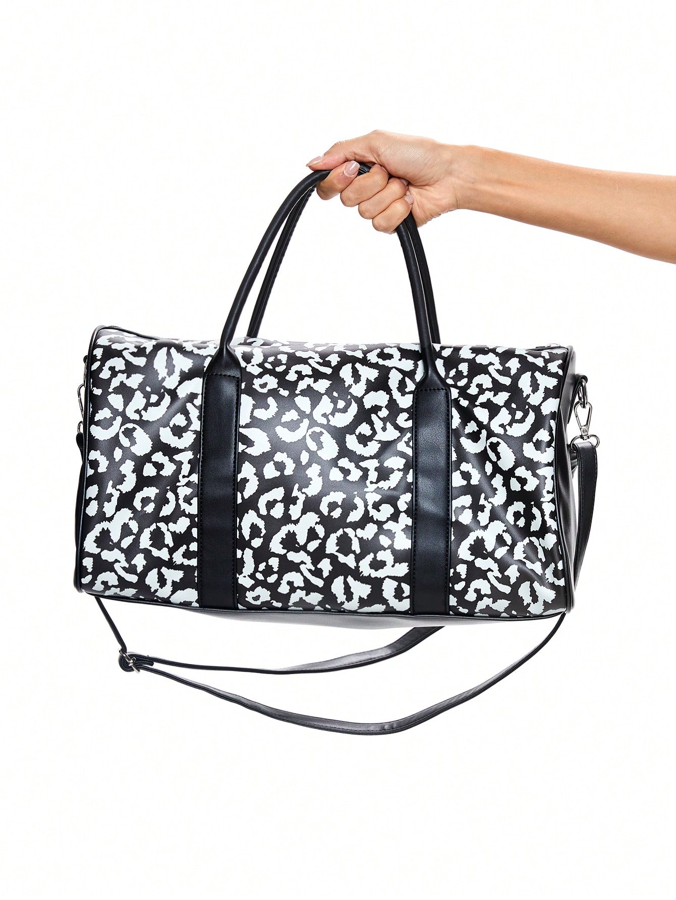 ROMWE Avant Leopard Print High Capacity Travel Tote And Crossbody Bag