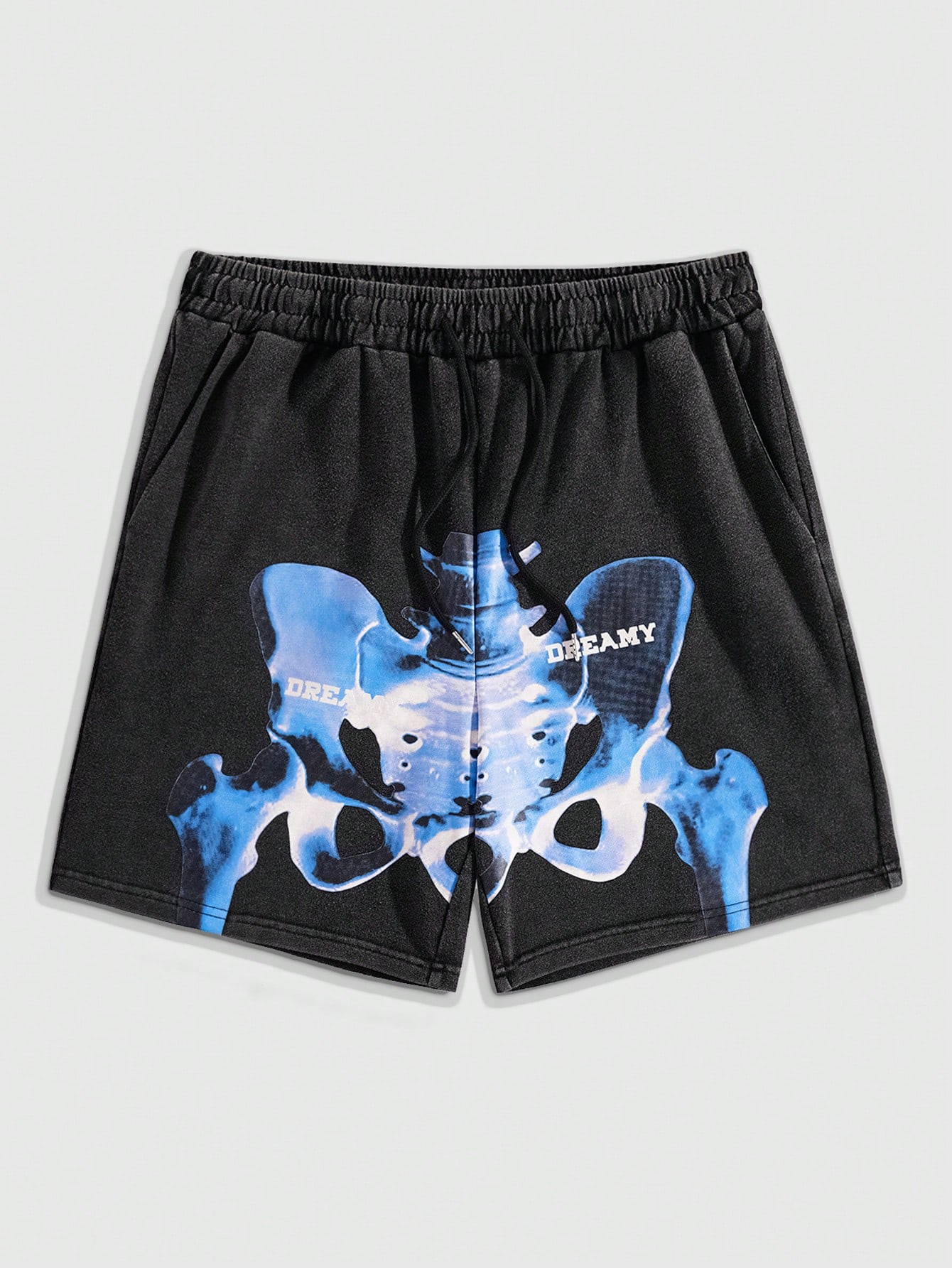 Street Life Men's Skeleton Printed Drawstring Casual Daily Summer Shorts, School