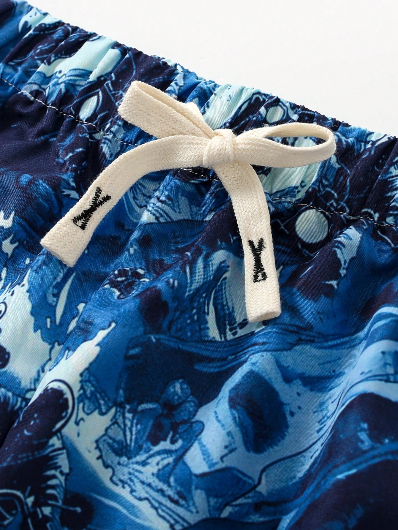 Street Life Men's Motorcycle Print Waist Tie Shorts, Suitable For Daily Wear In Spring And Summer