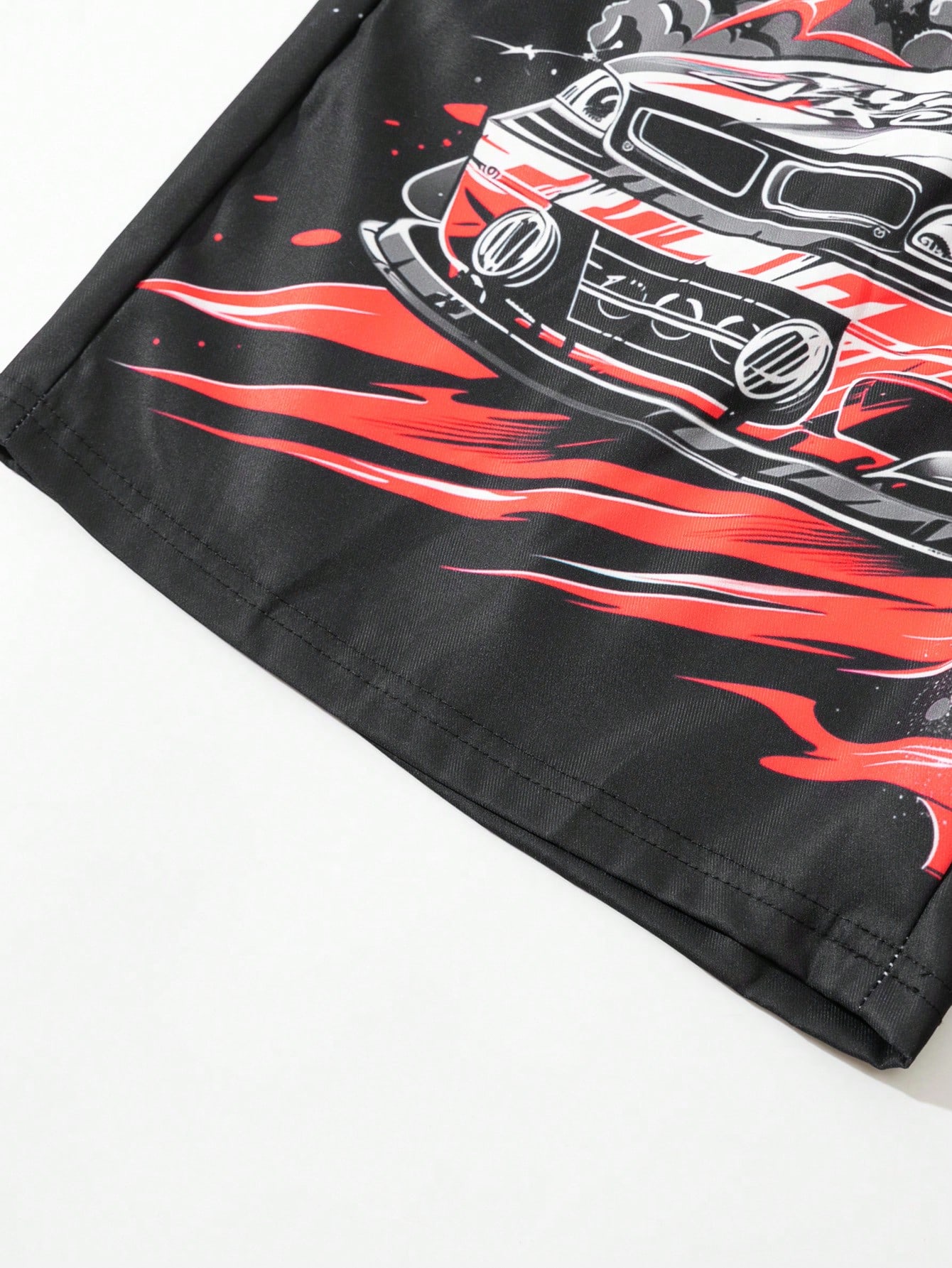 Street Life Men's Casual Car Letter Print Drawstring Waist Shorts, Summer