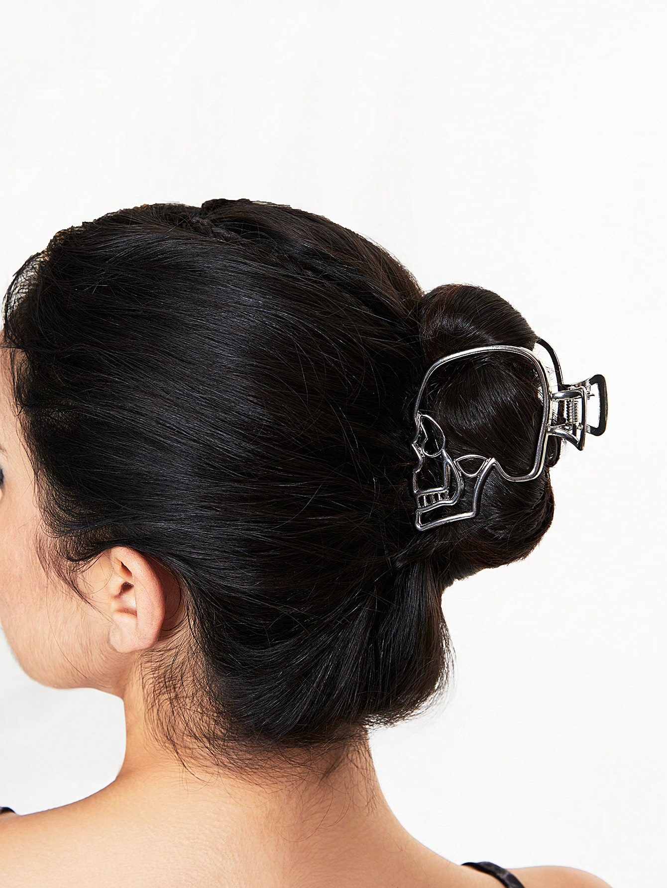Goth 1pc Sleek Punk Gothic Style Skull Decorated Hair Claw For All Seasons