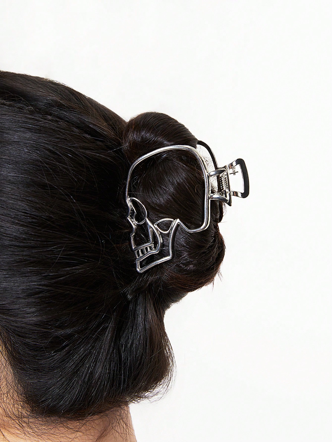 Goth 1pc Sleek Punk Gothic Style Skull Decorated Hair Claw For All Seasons