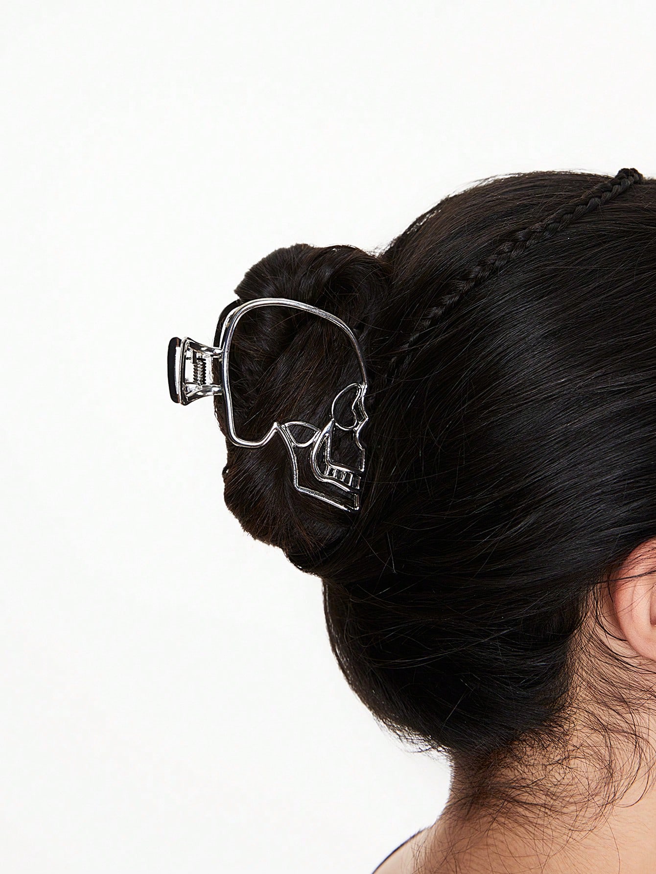 Goth 1pc Sleek Punk Gothic Style Skull Decorated Hair Claw For All Seasons