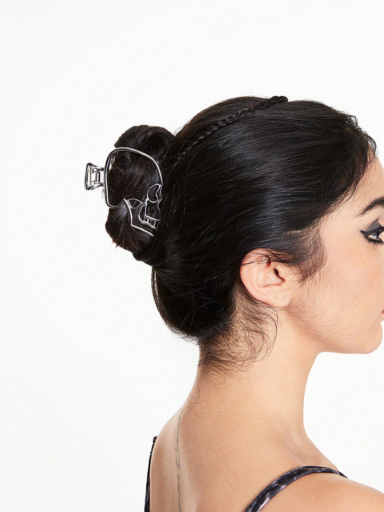 Goth 1pc Sleek Punk Gothic Style Skull Decorated Hair Claw For All Seasons