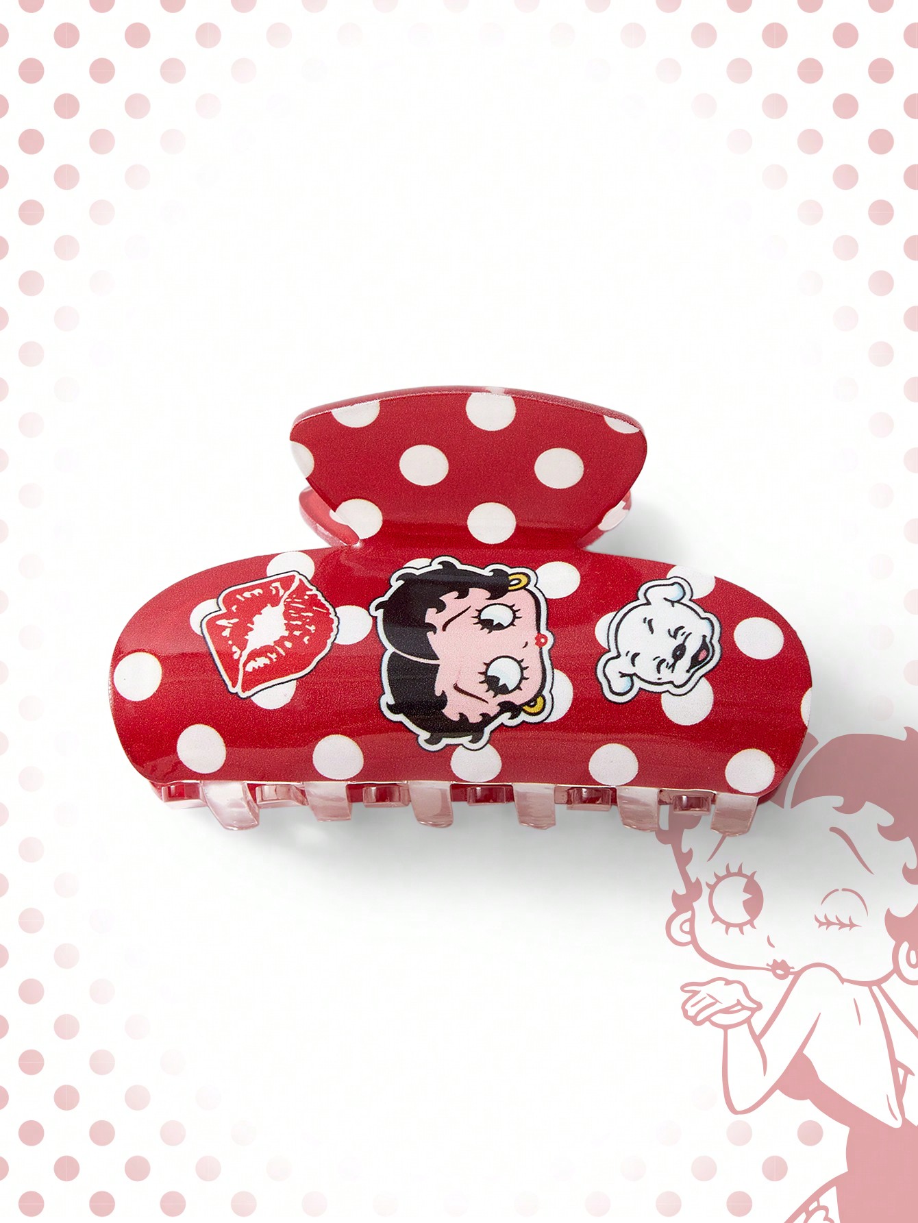 Betty Boop | ROMWE 1pc Back To School Polka Dot Hair Clip, Valentines