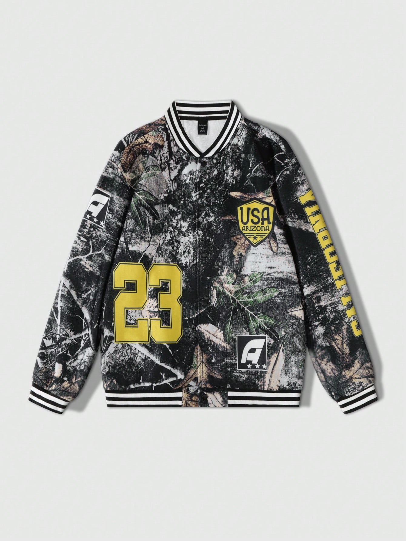 Street Life Men's Spring & Autumn Letter & Floral Print Long Sleeve Casual Baseball Jacket