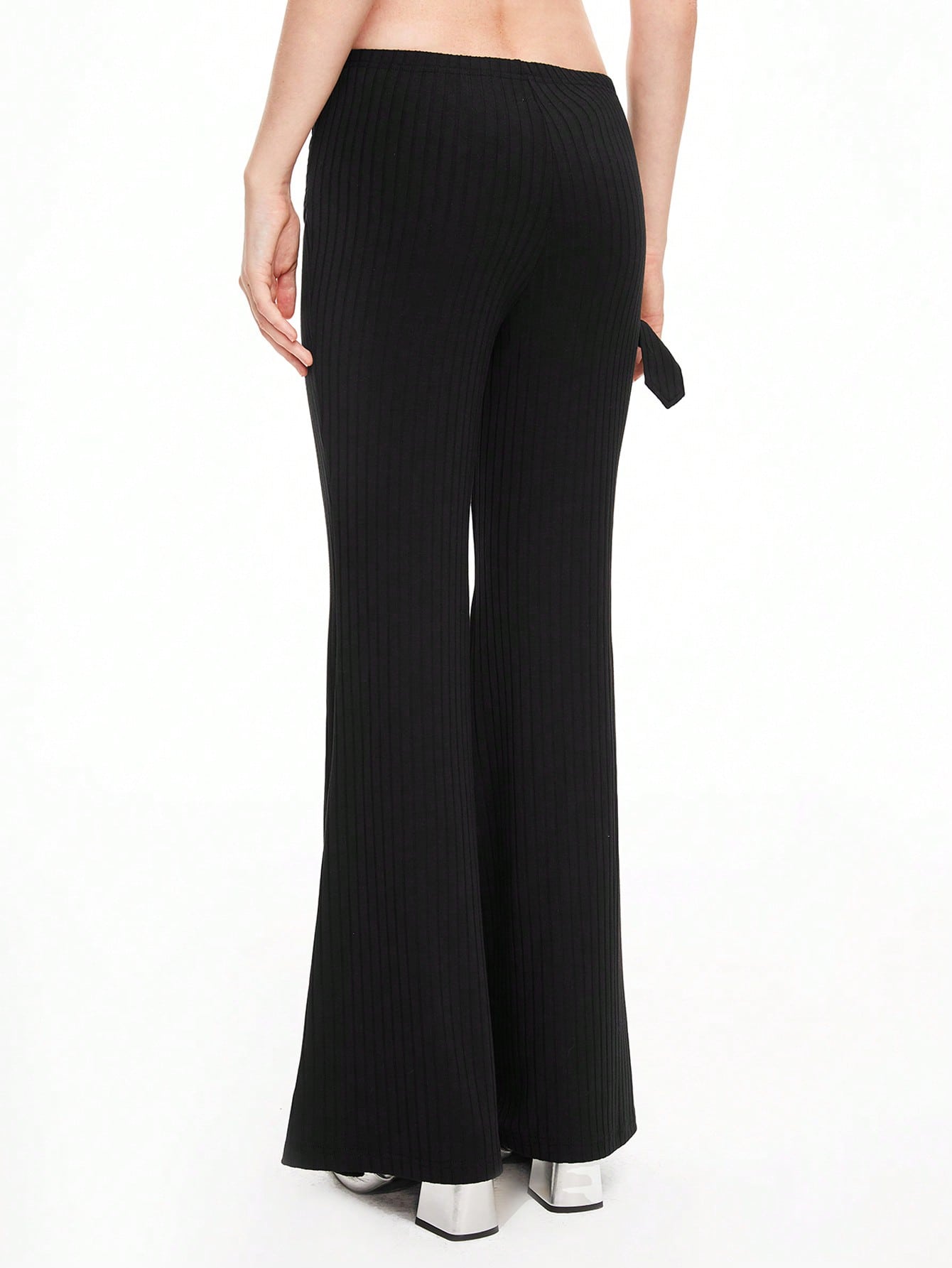 Kawaii Y2K Heart Rhinestone Decor Low Waist Flare Leg Women Pants