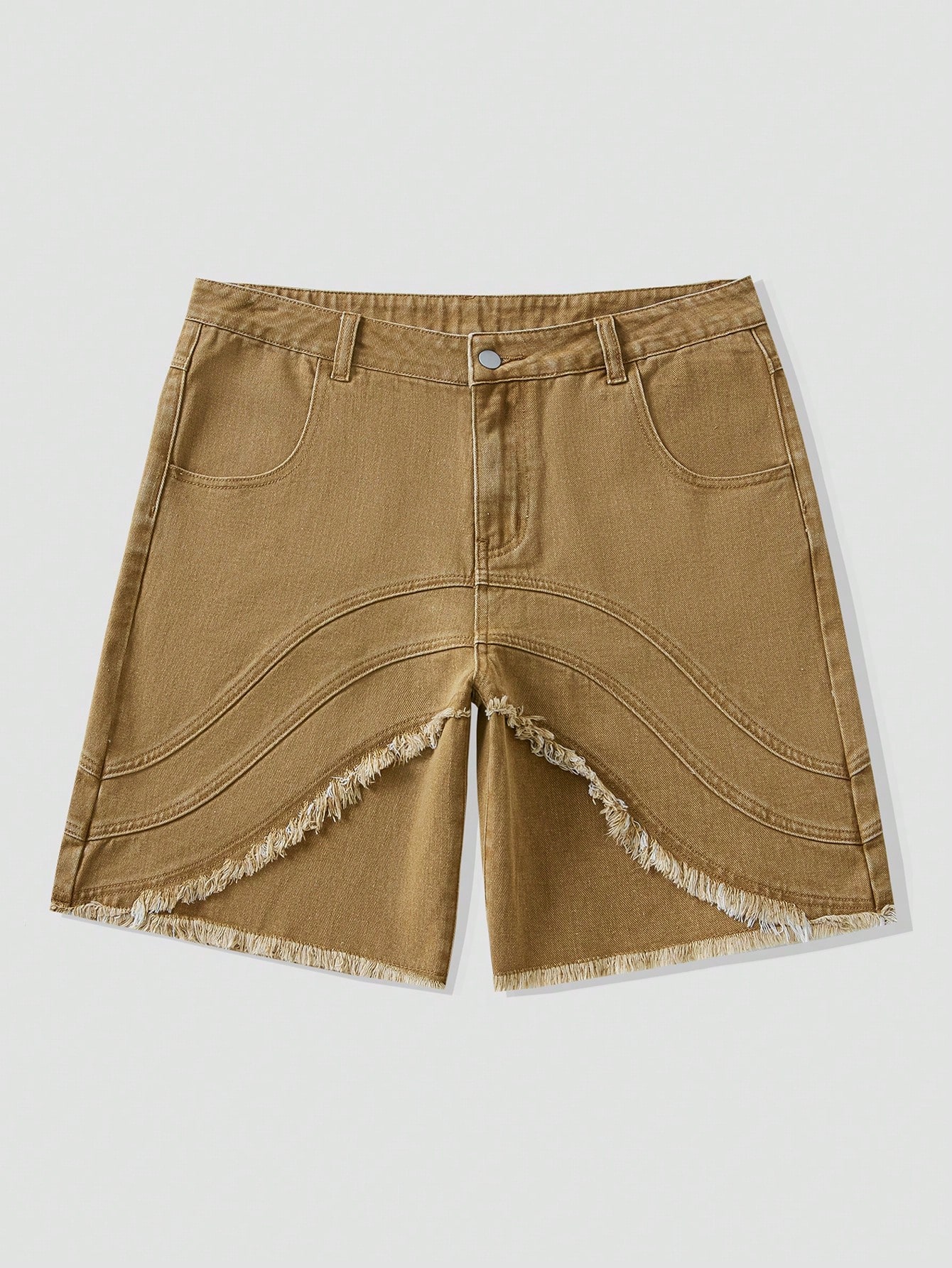 Street Life Men's Front Button Pockets Raw Edge Simple Casual Denim Shorts