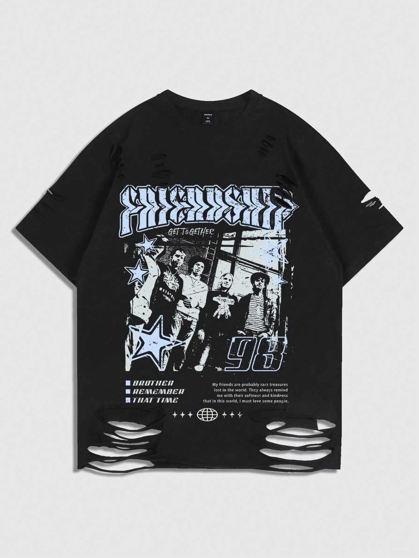 Street Life Men's Daily Wear Character & Slogan Print T-Shirt, Spring & Summer, School