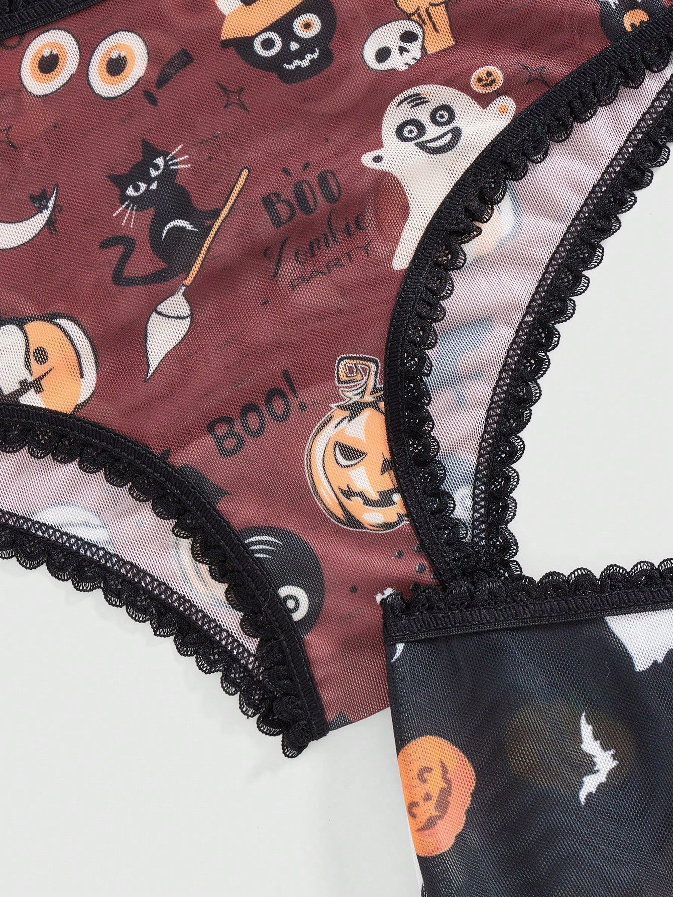 Goth 5pcs/Set Gothic Halloween Skull, Bat, Ghost, Pumpkin, Spider Web, Moon Print Underwear Triangle Panty