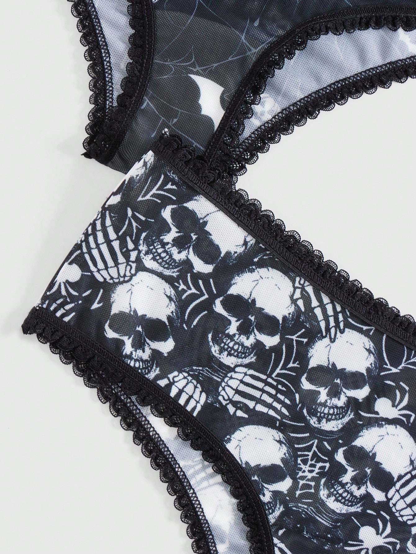 Goth 5pcs/Set Gothic Halloween Skull, Bat, Ghost, Pumpkin, Spider Web, Moon Print Underwear Triangle Panty