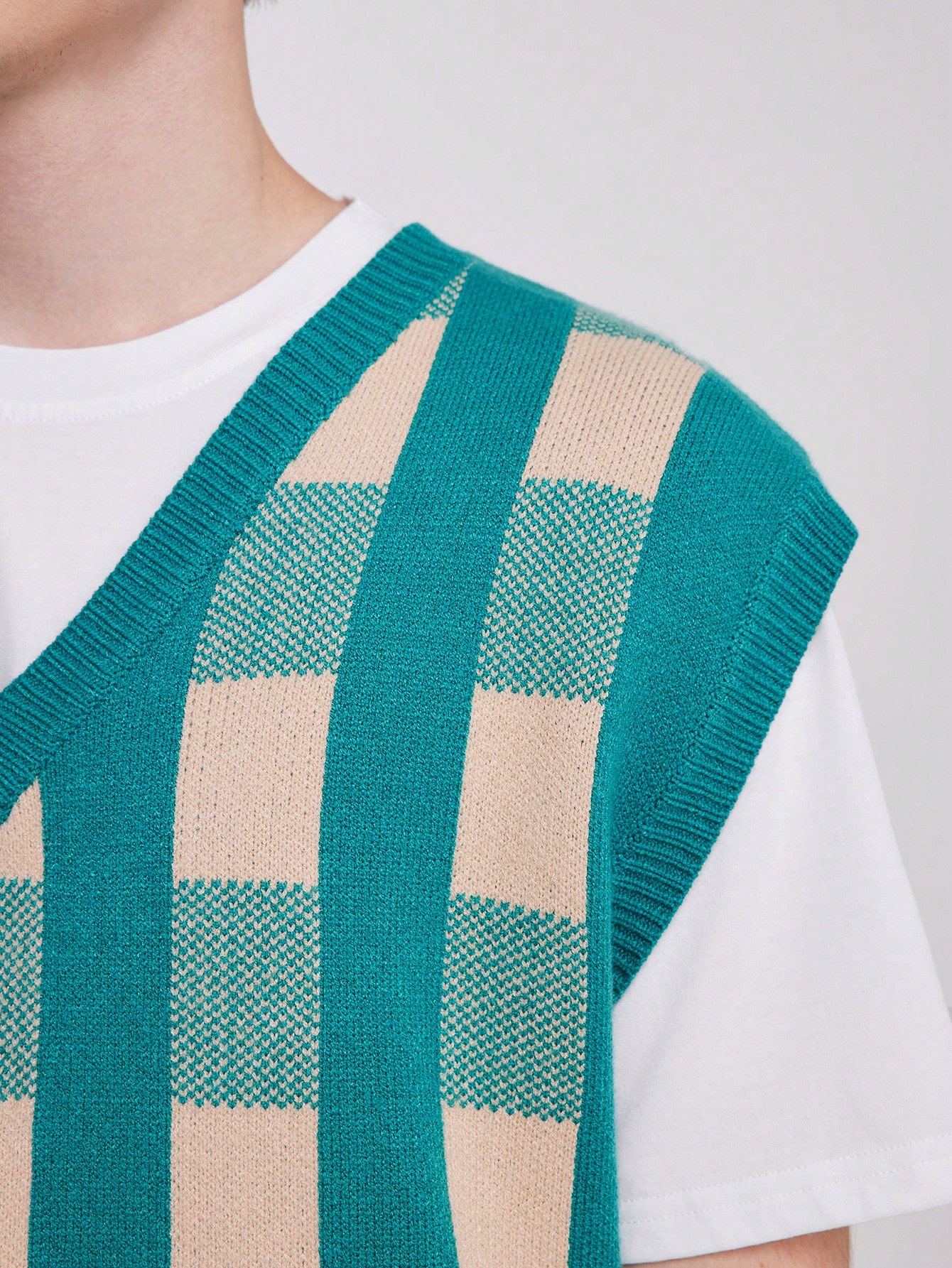 ROMWE Avant Men Grandpacore Street Style Retro Knit Sweater Vest