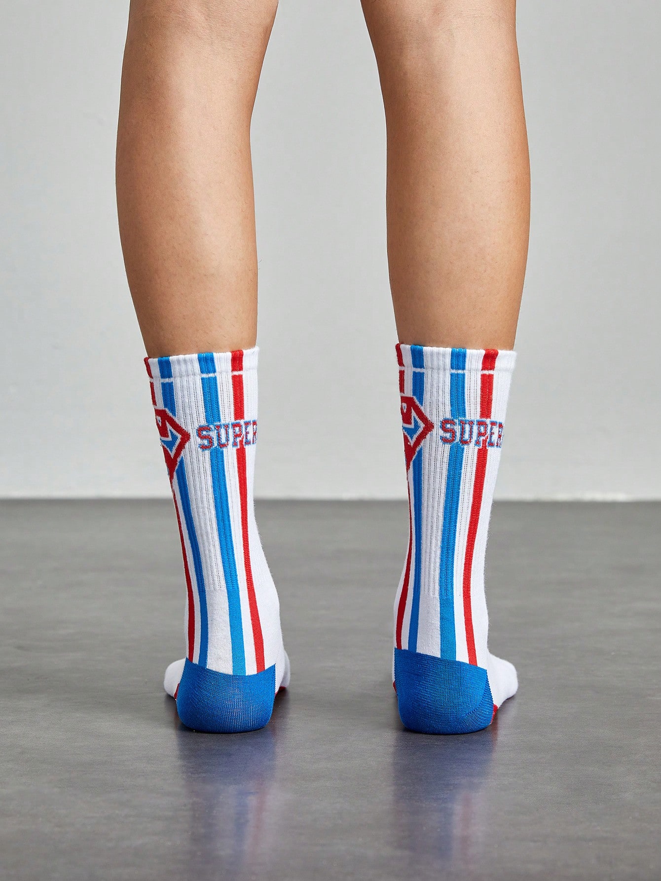 SUPERMAN X ROMWE 1 Pair Logo And Striped Pattern Crew Socks