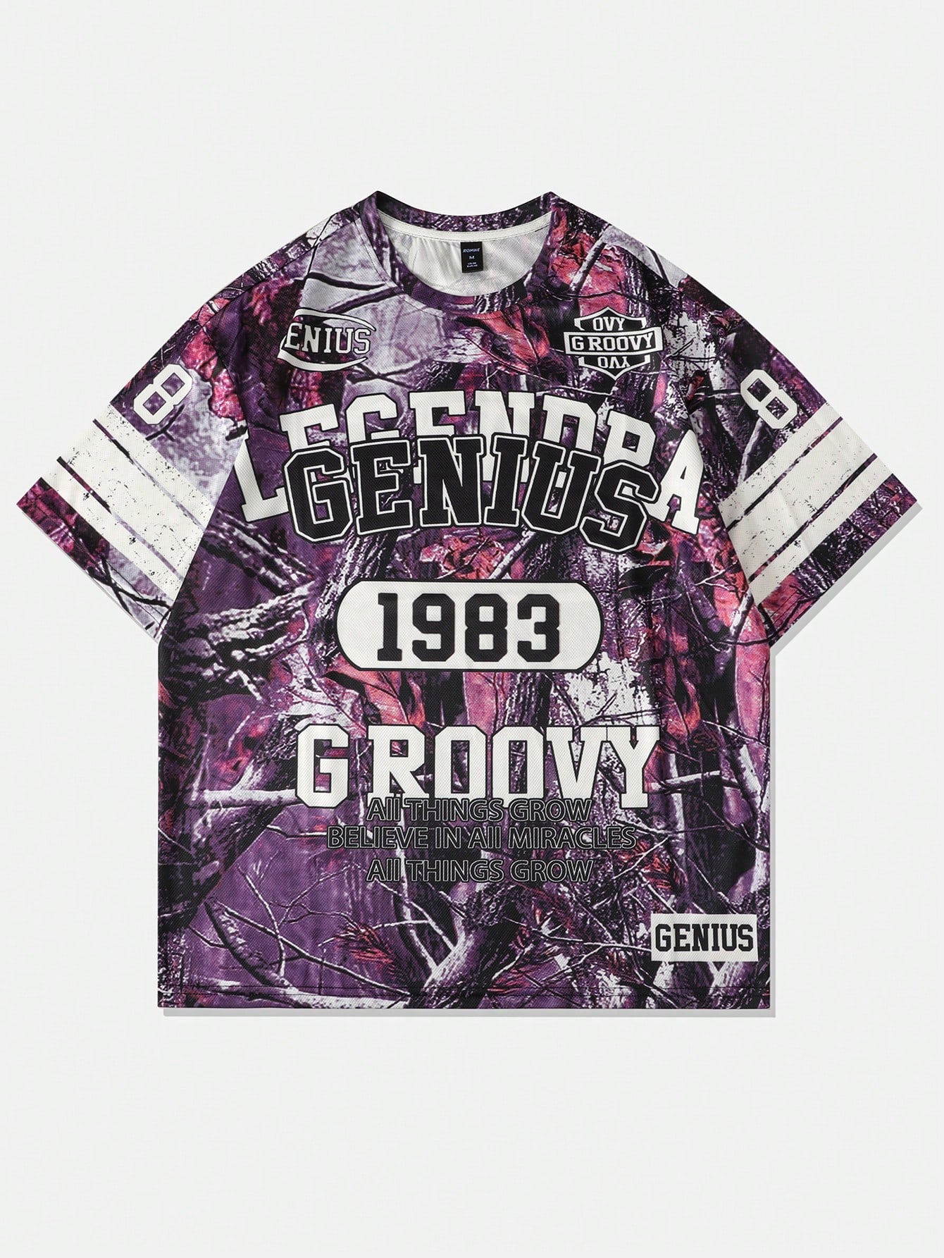 Street Life Men's Branch & Dead Wood Camouflage Print Short Sleeve T-Shirt, Streetwear Summer