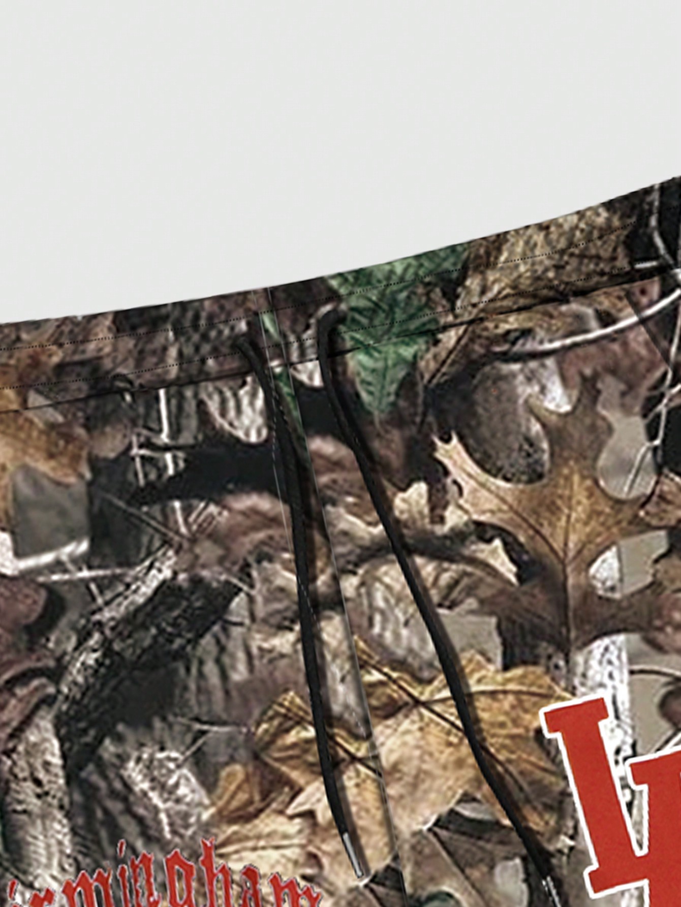Street Life Men's Letter & Leaf Print Drawstring Waist Relaxed Straight Leg Casual Camo Pants