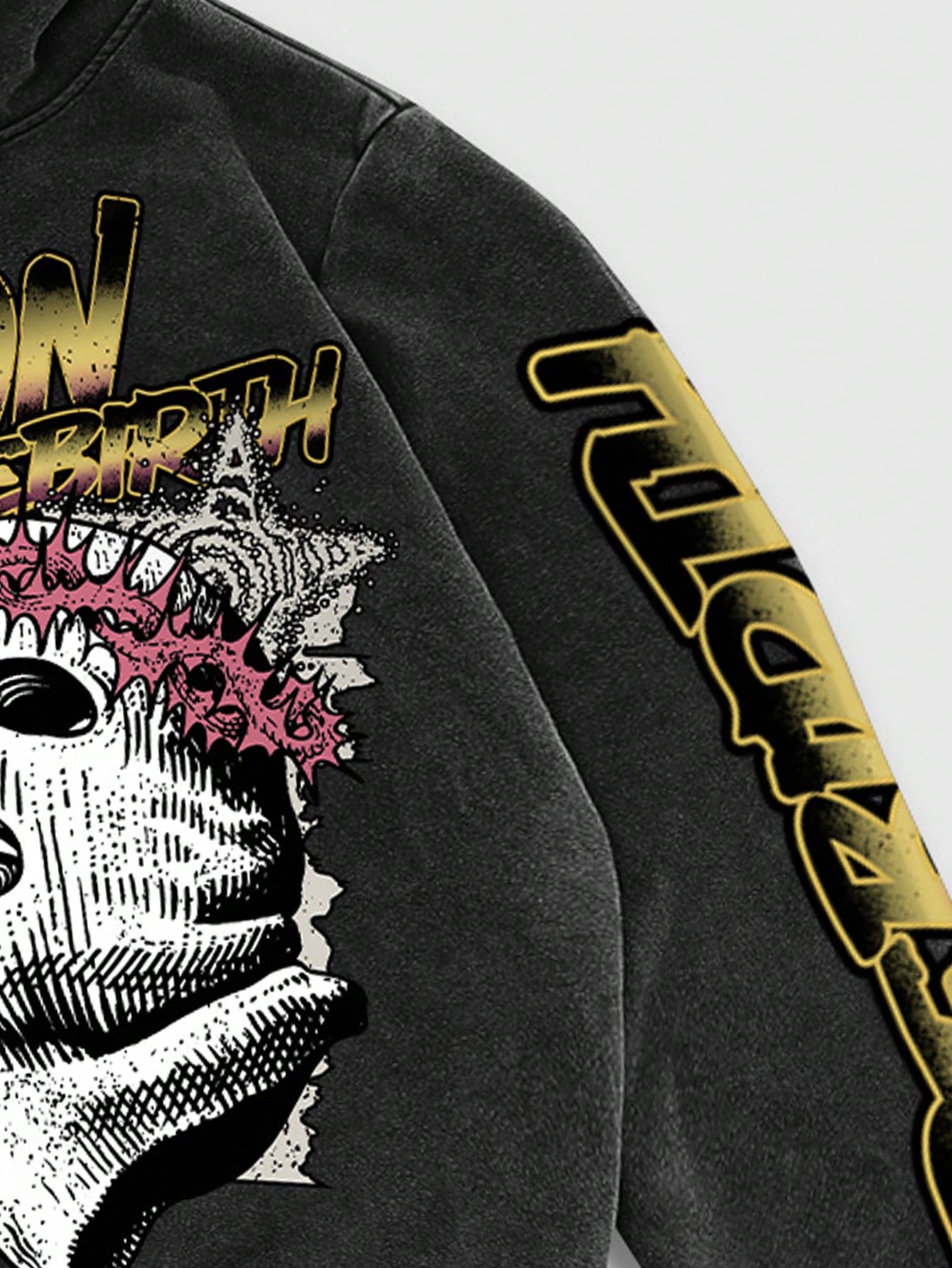 Street Life Men's Vintage Print Washed Distressed Hoodie