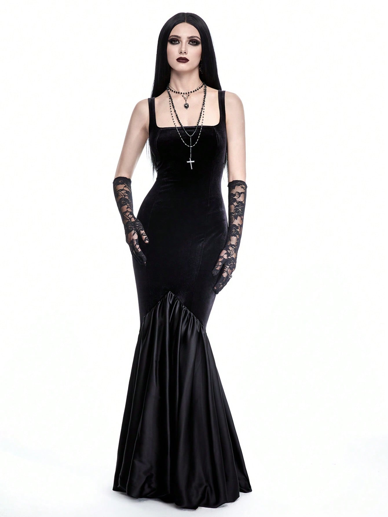 Goth Gothic Palace Party Backless Sexy Maxi Trumpet Mermaid Dress Ball Gown For Women
