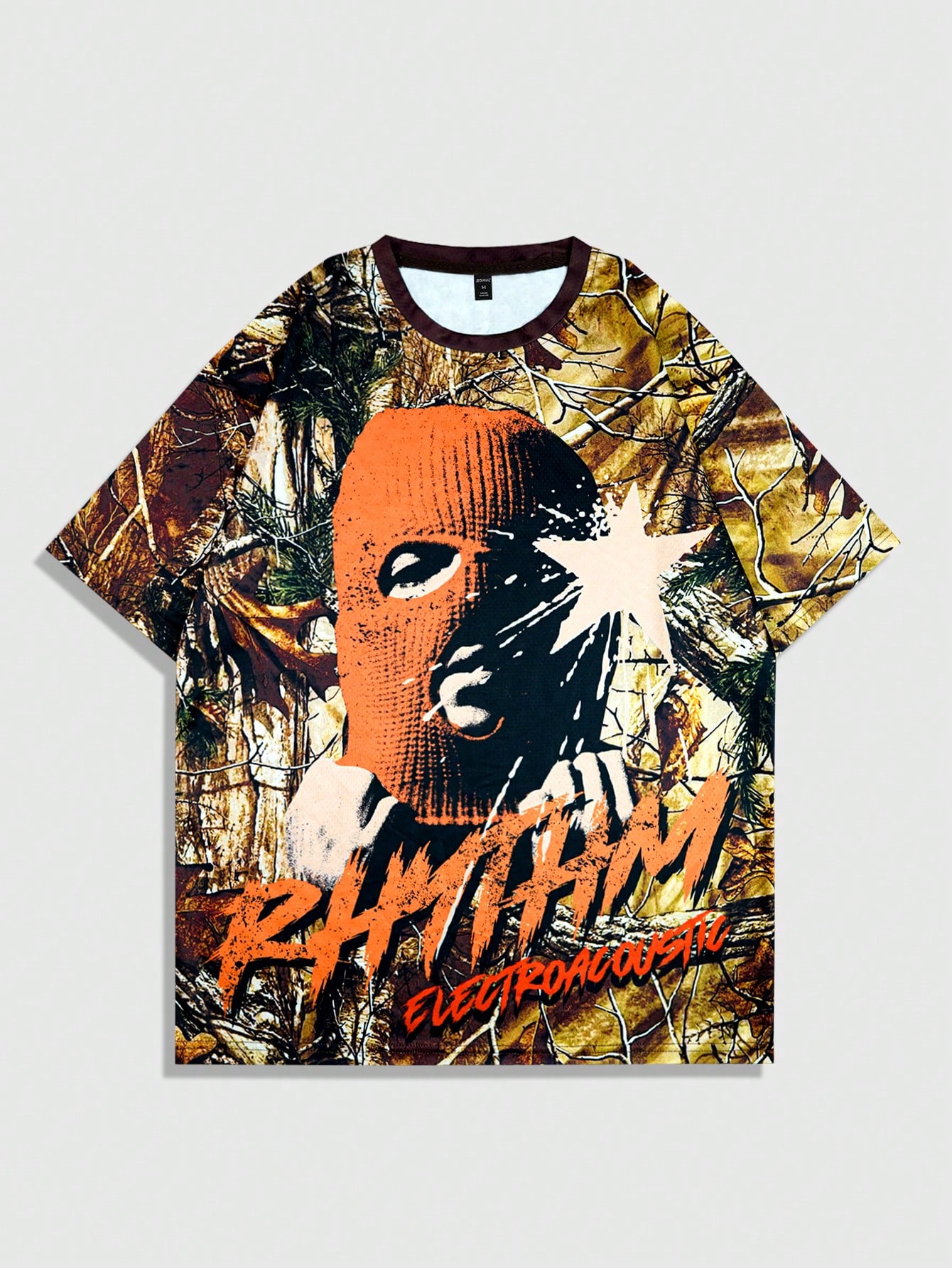Street Life Men's Short Sleeve T-Shirt With Pentagram & Slogan Print, Suitable For Spring And Summer