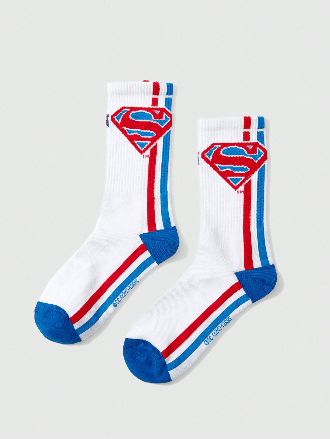 SUPERMAN X ROMWE 1 Pair Logo And Striped Pattern Crew Socks