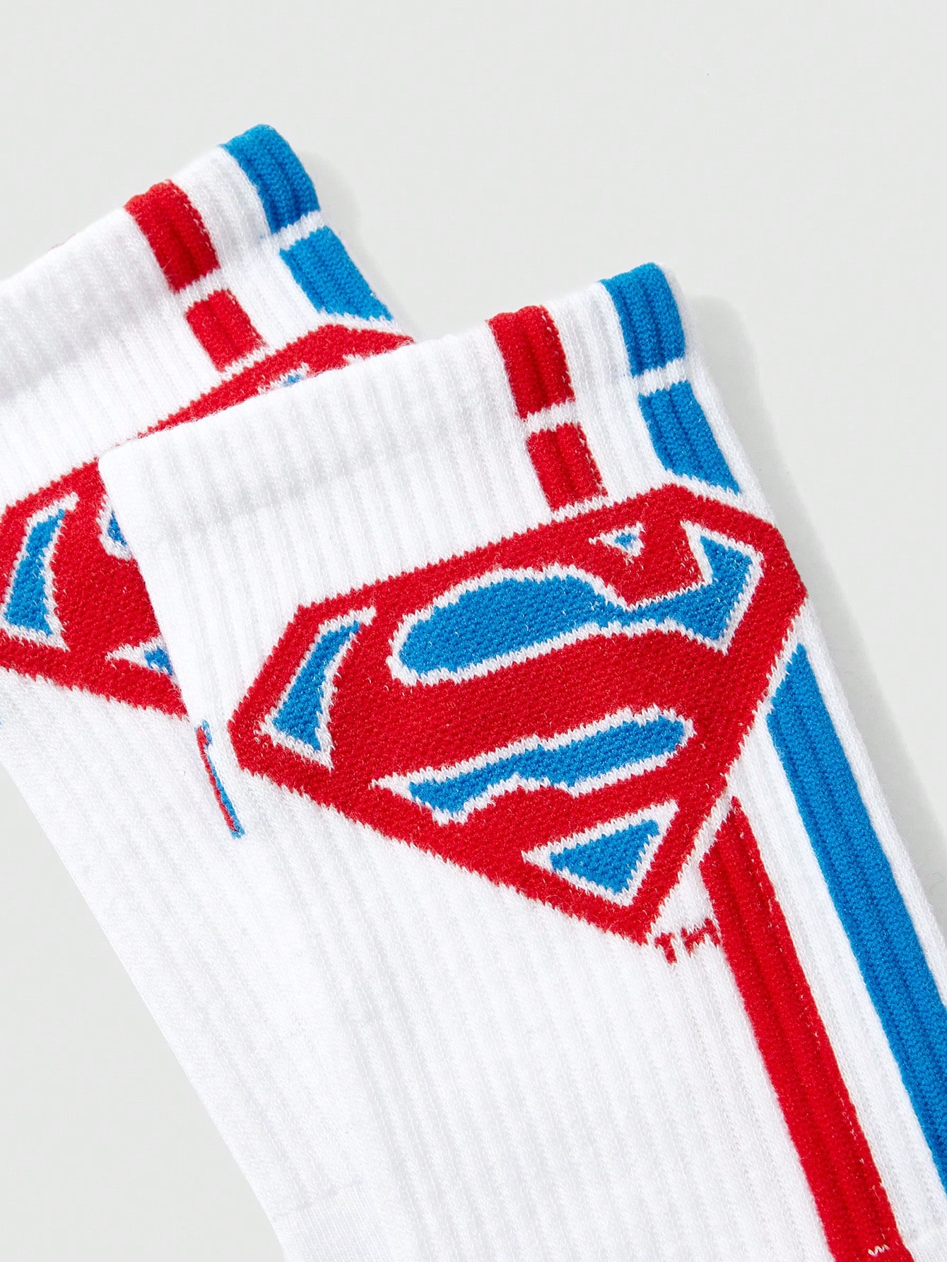 SUPERMAN X ROMWE 1 Pair Logo And Striped Pattern Crew Socks