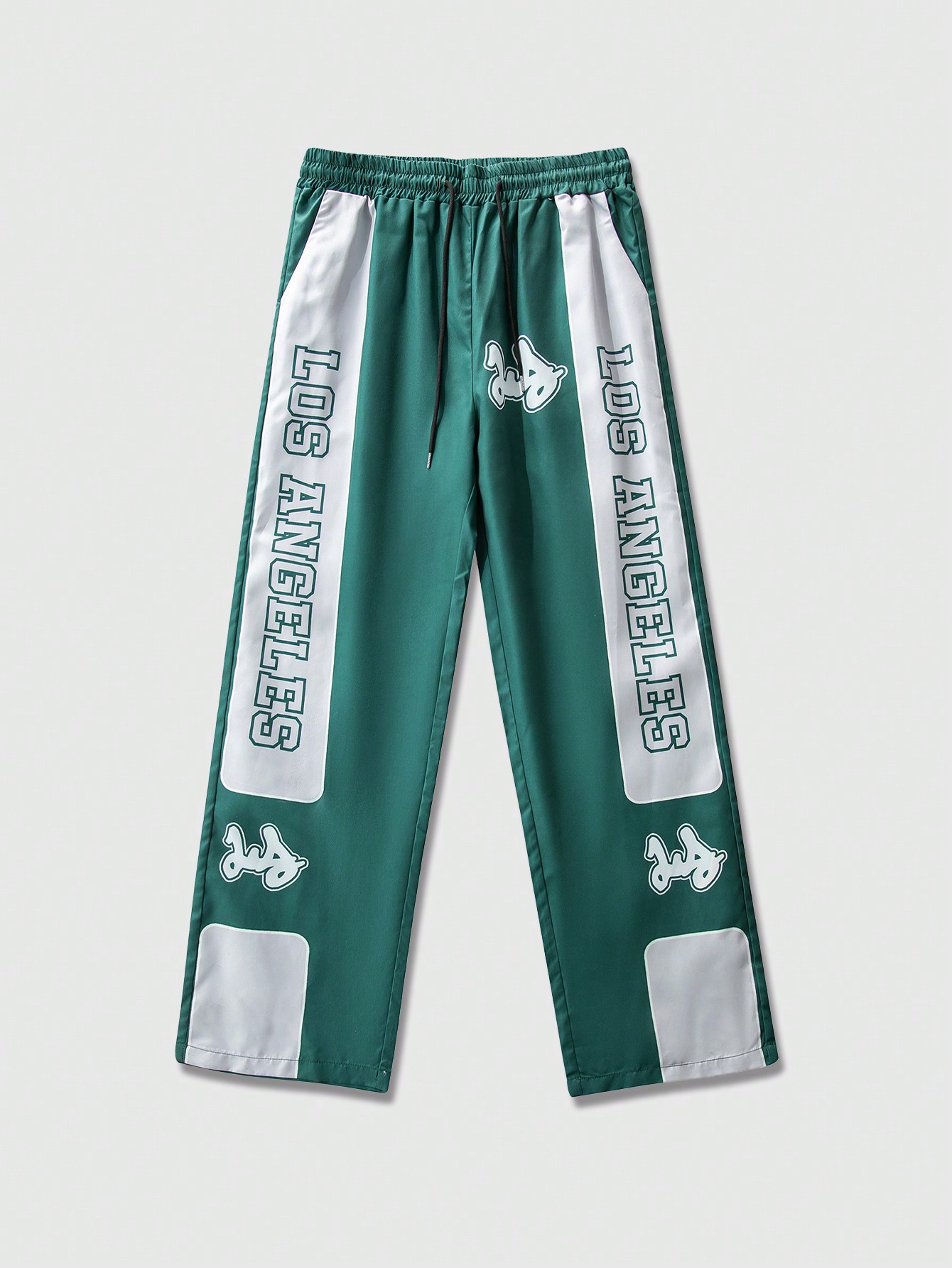 Street Life Men's Contrast Color Letter Print Casual Pants, Suitable For Spring & Summer