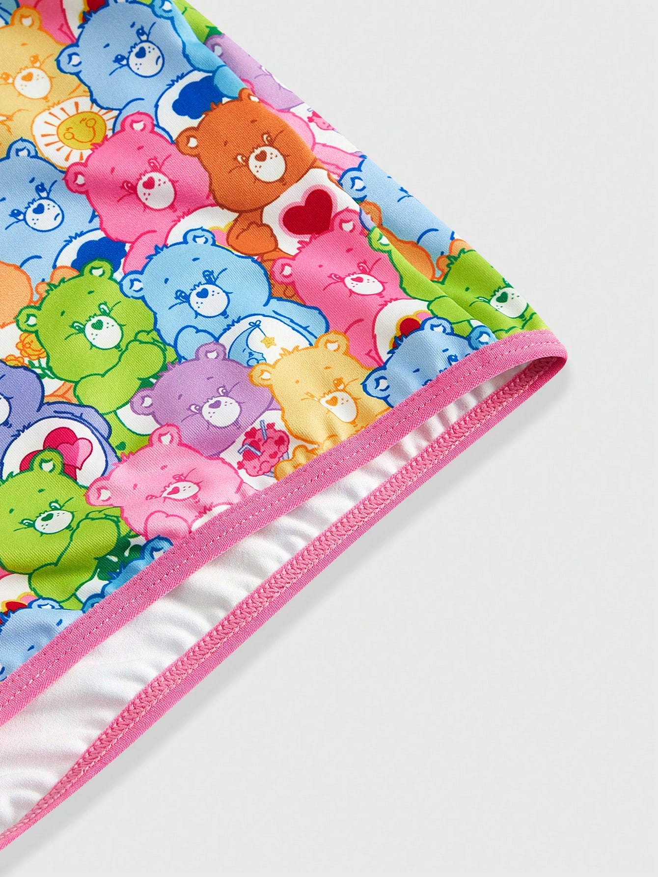 ROMWE X Care Bears Colorful Cute Bear Print Contrast Color Wirefree Bra & Boxy Panty Set