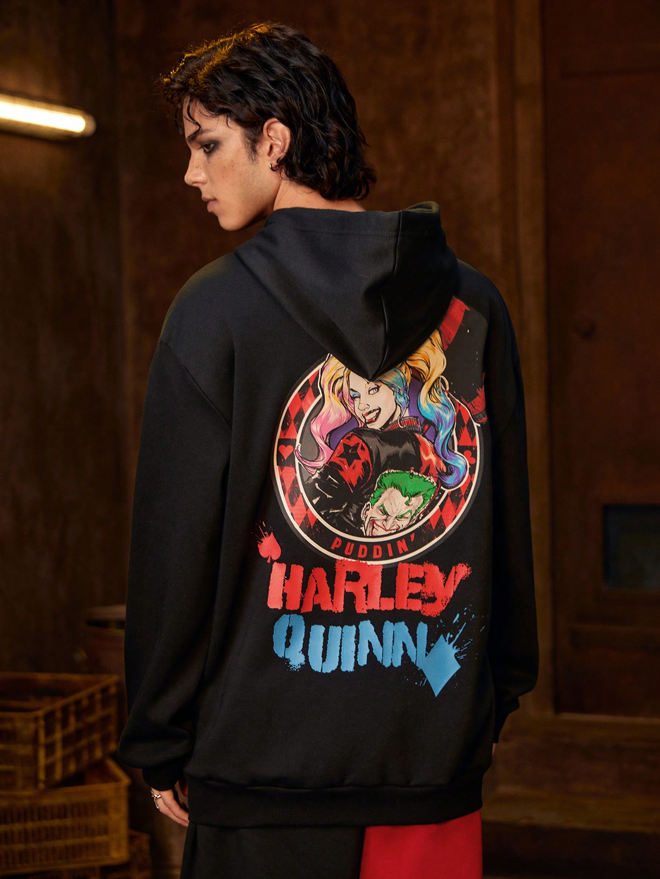 Harley Quinn | ROMWE Men's Minimalist Print Hooded Sweatshirt And Pants Set