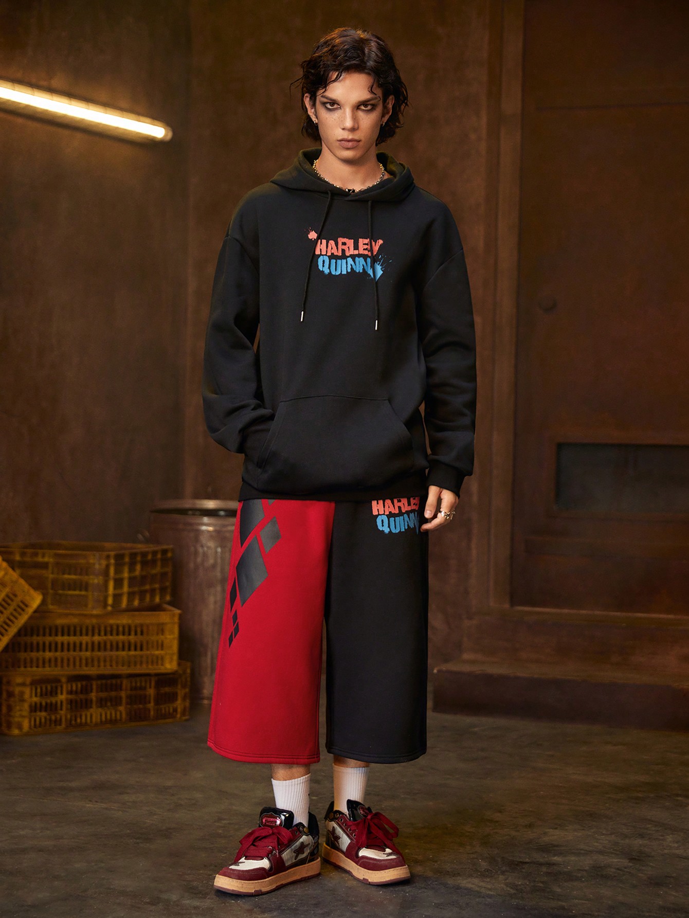 Harley Quinn | ROMWE Men's Minimalist Print Hooded Sweatshirt And Pants Set
