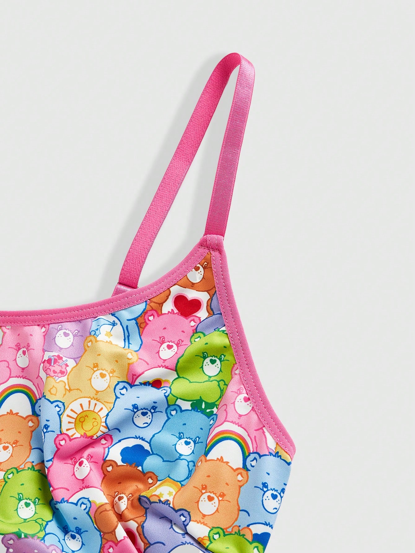ROMWE X Care Bears Colorful Cute Bear Print Contrast Color Wirefree Bra & Boxy Panty Set
